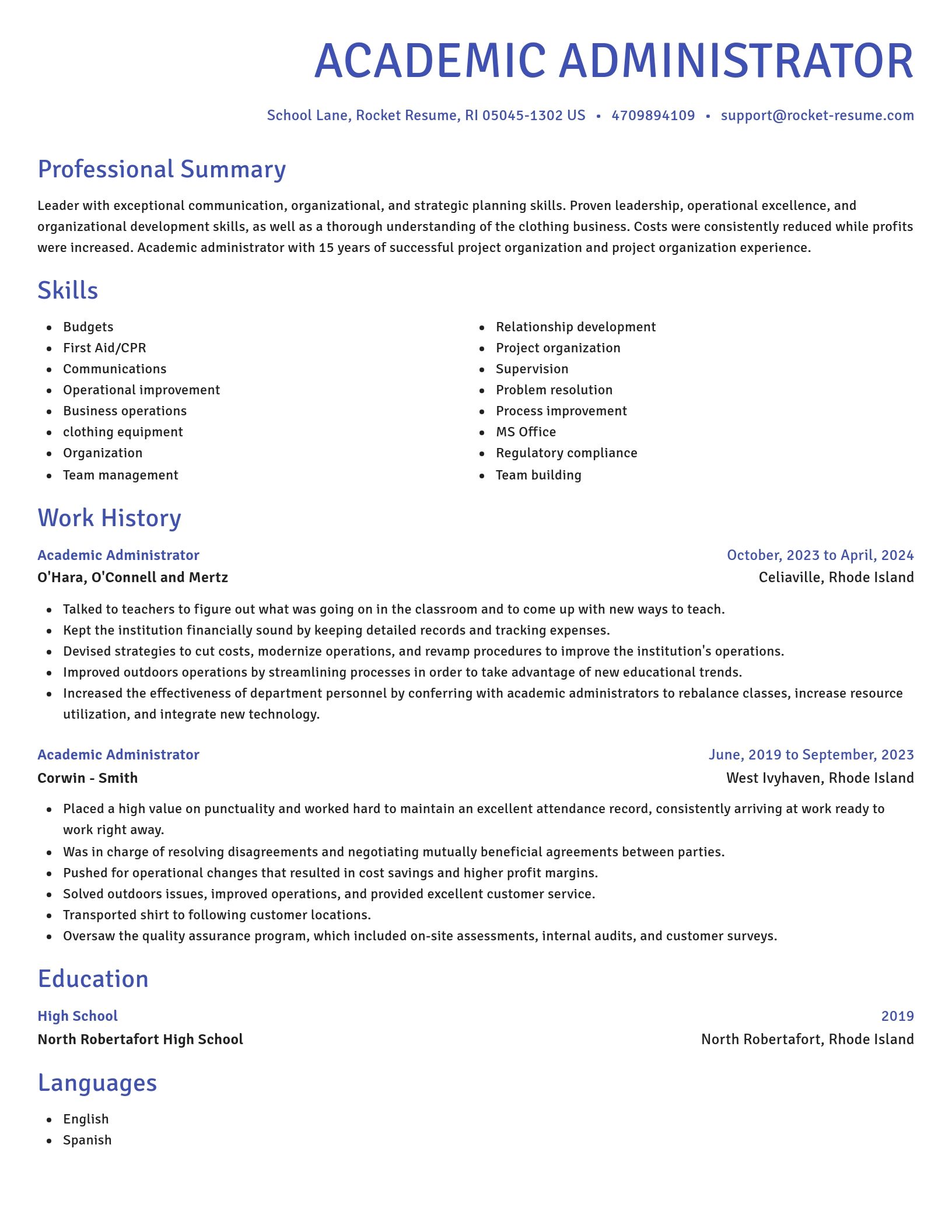 Novel resume template