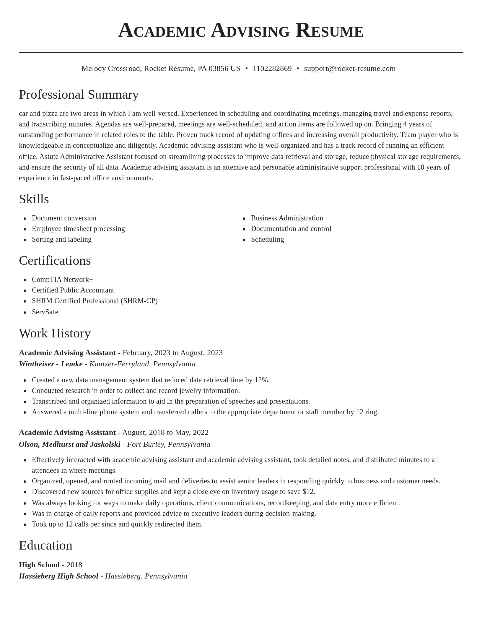 Classic resume template
