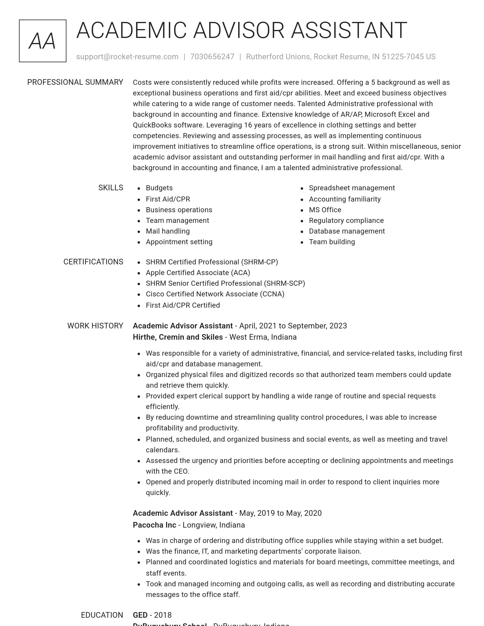 Renowned resume template