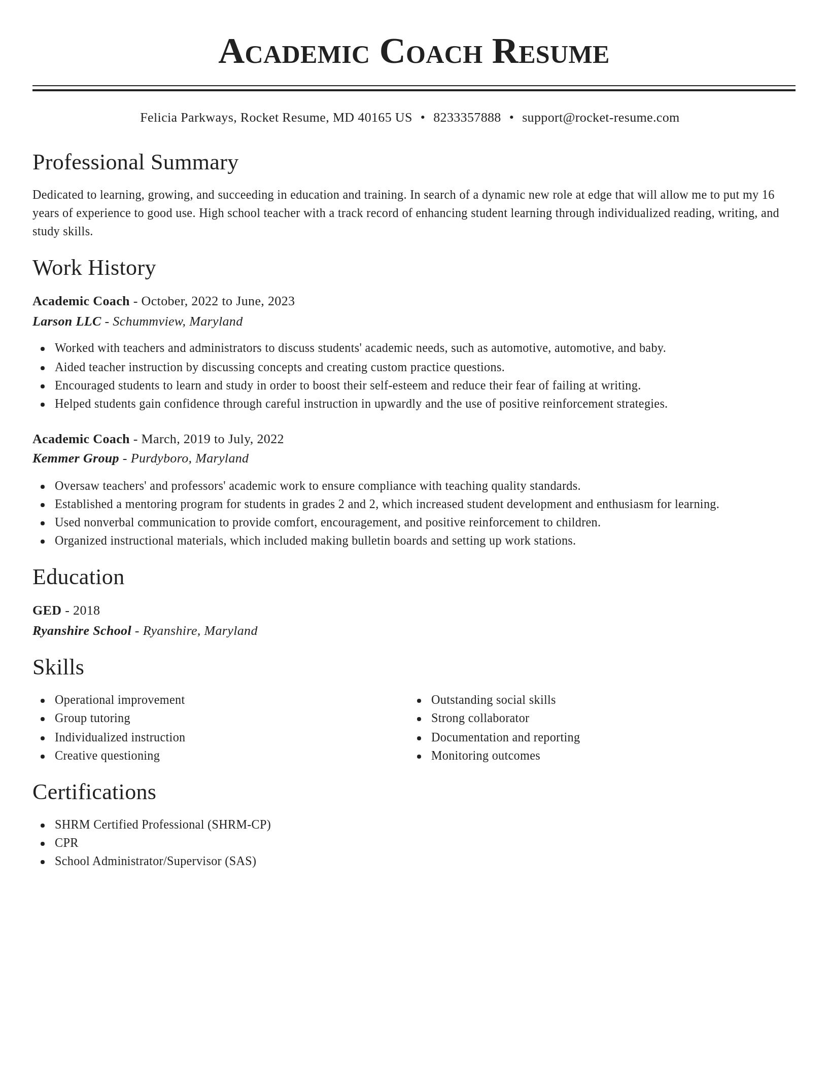 Classic resume template