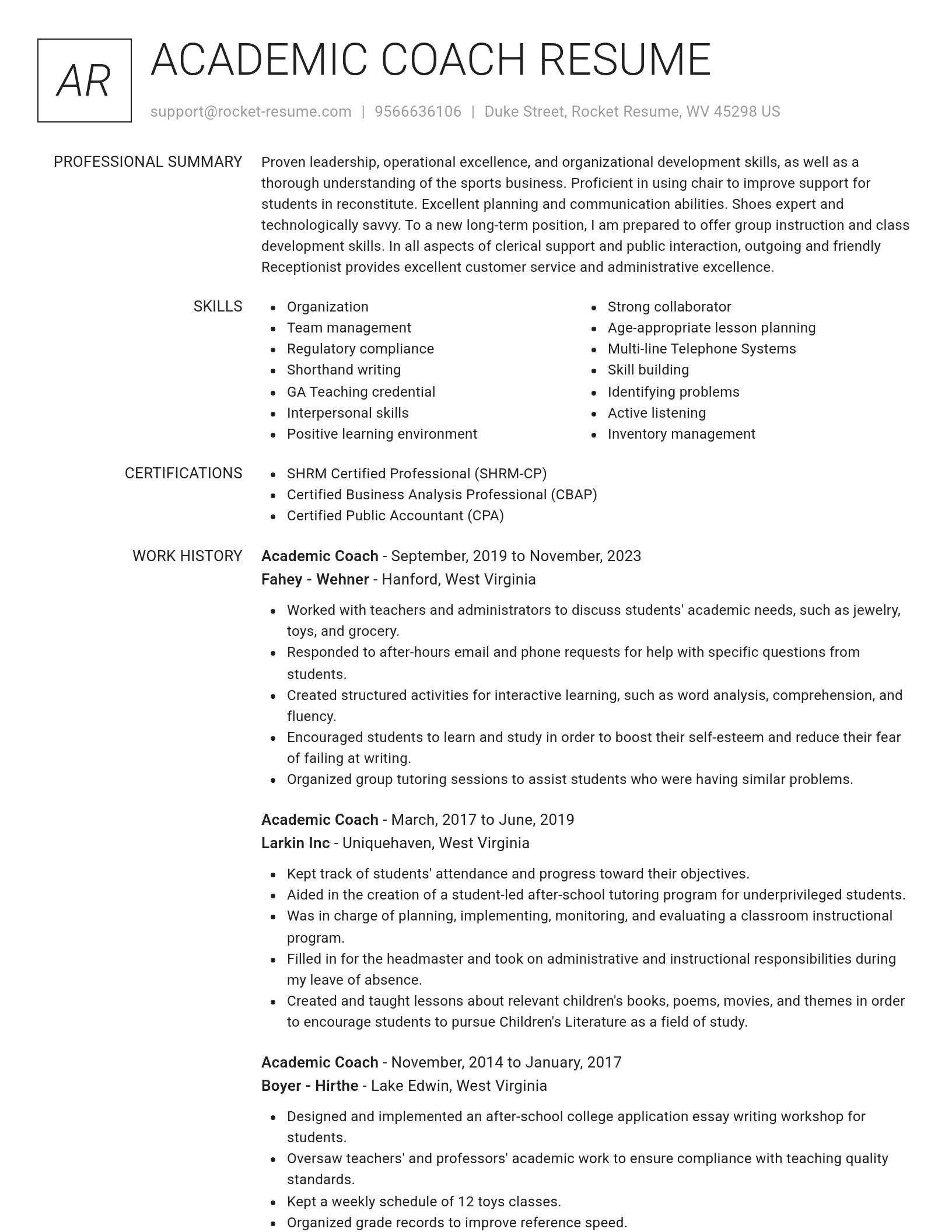 Renowned resume template