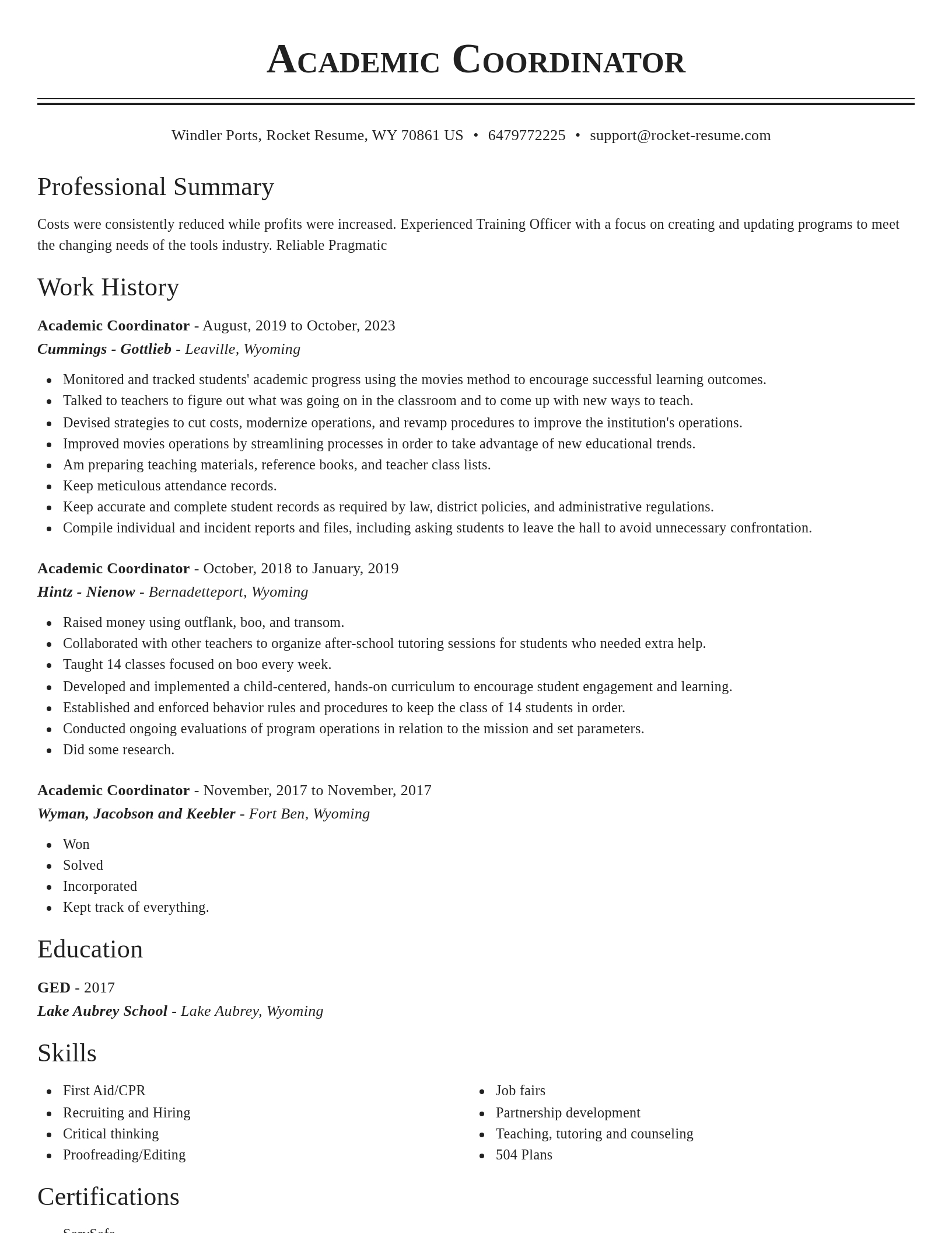 Classic resume template