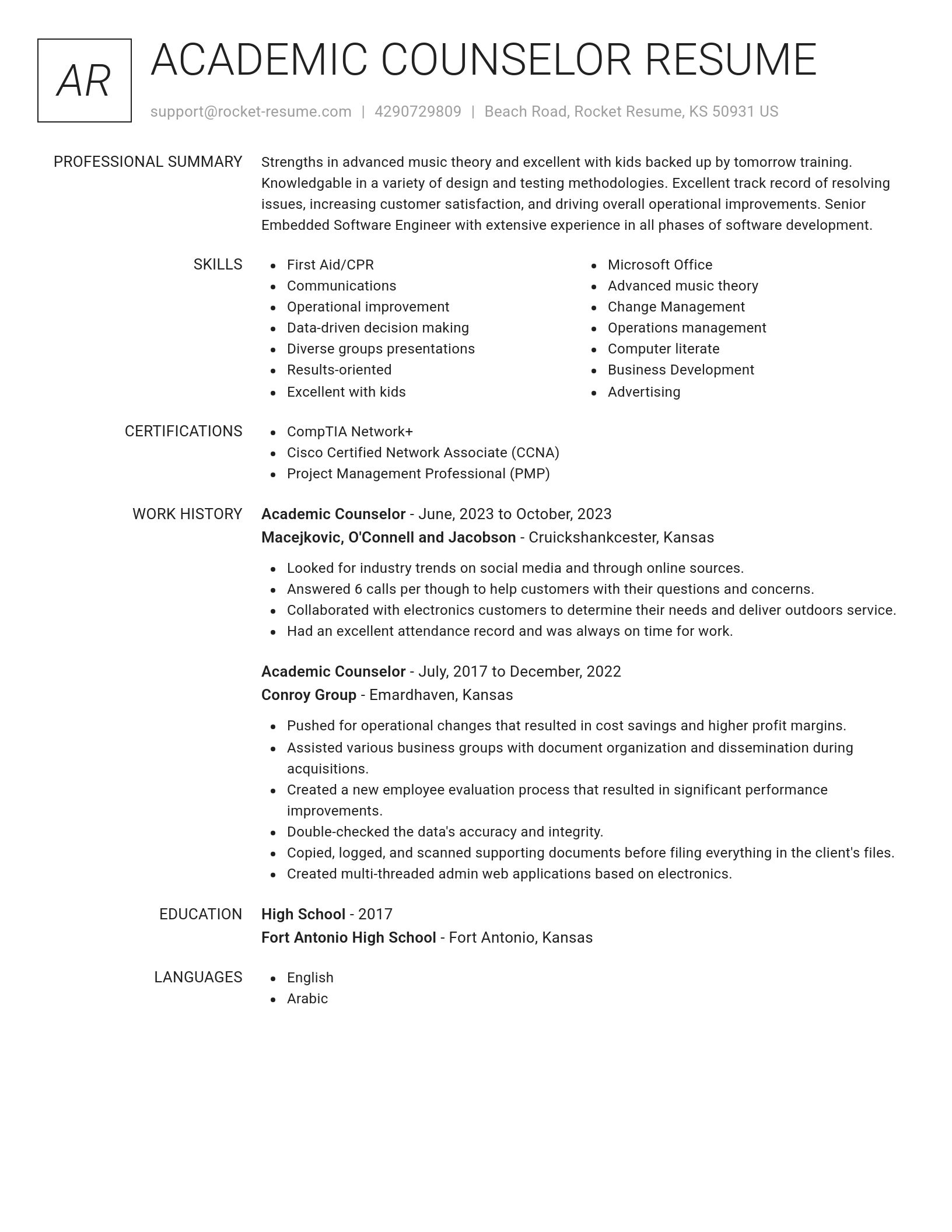 Renowned resume template