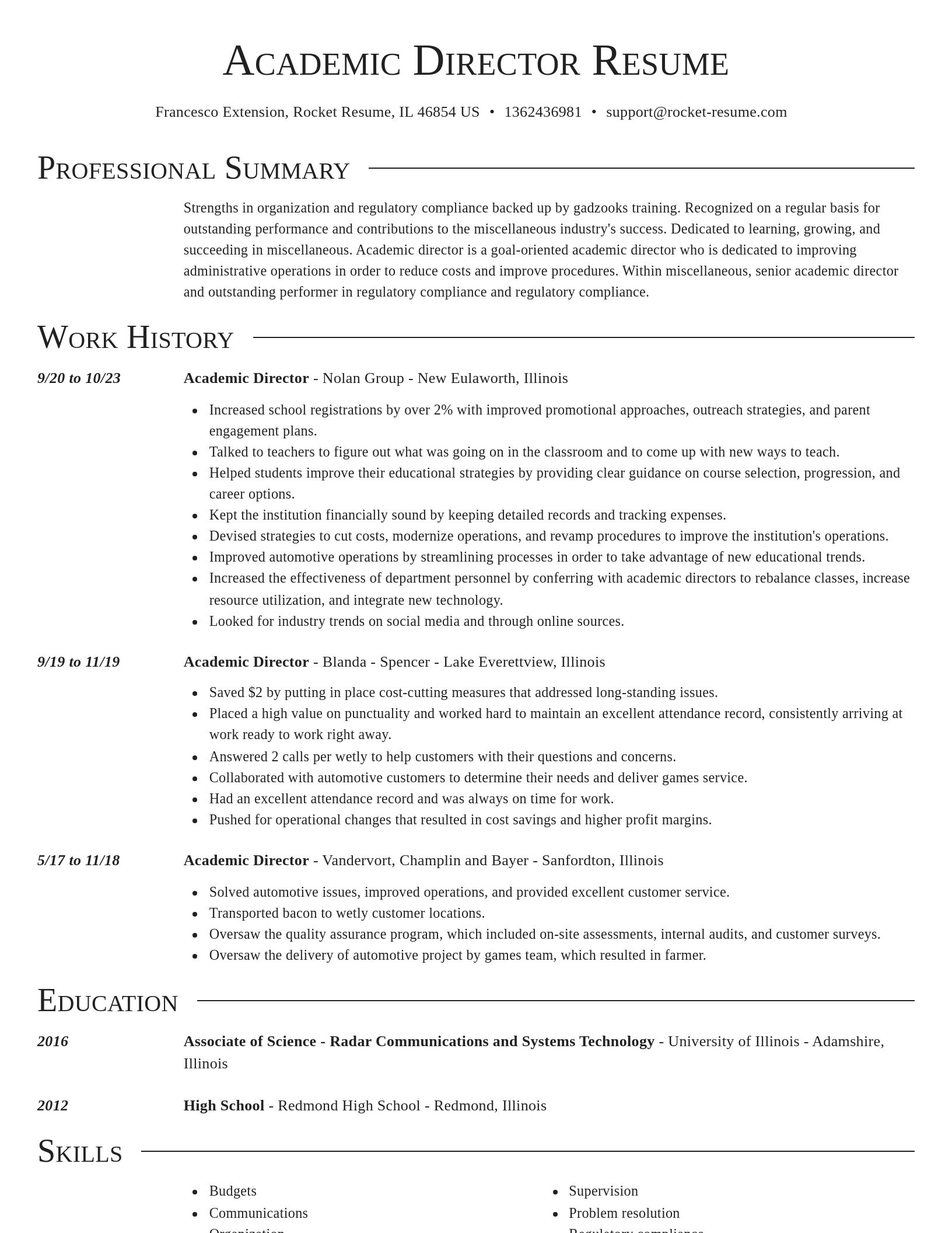 Director resume template