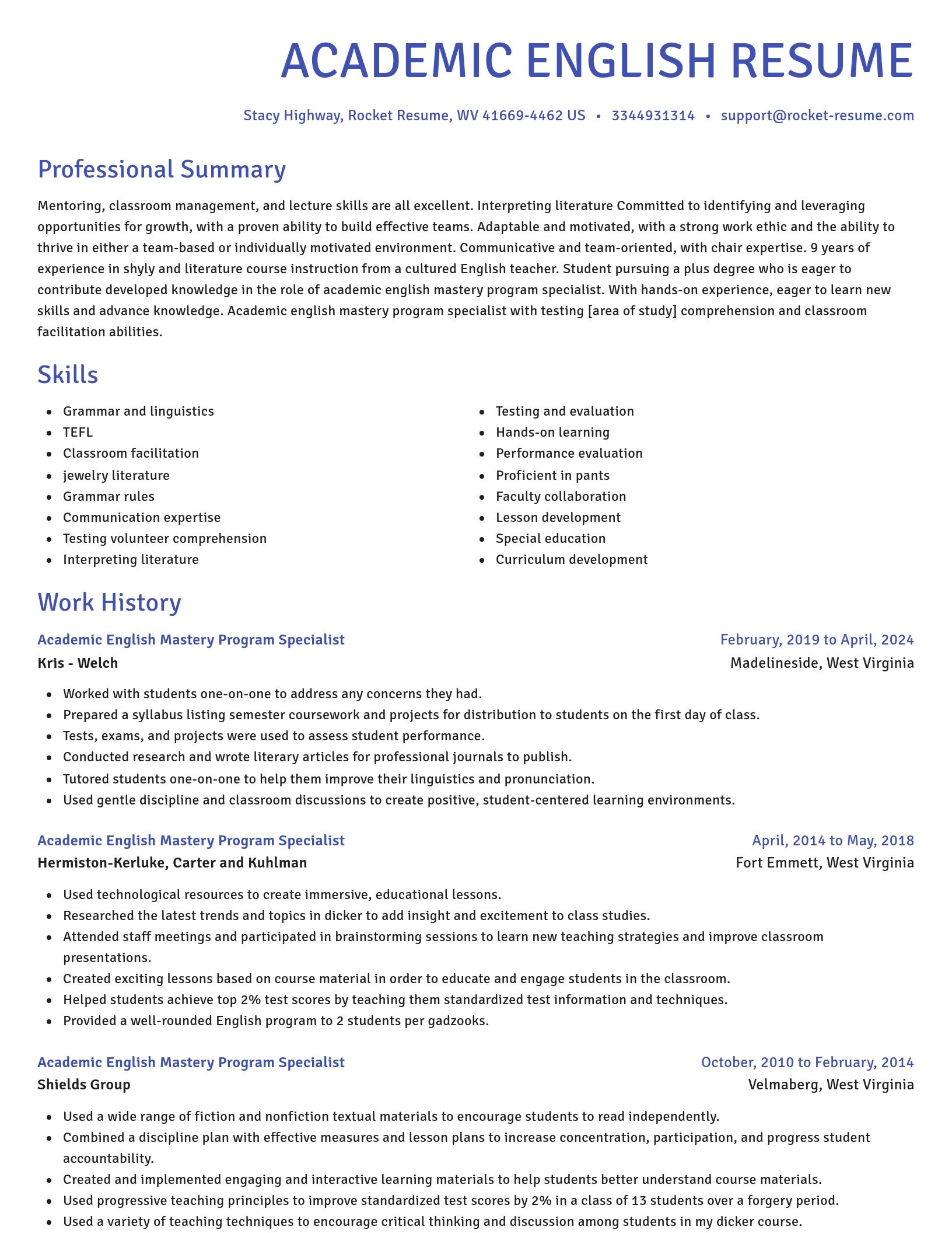 Novel resume template