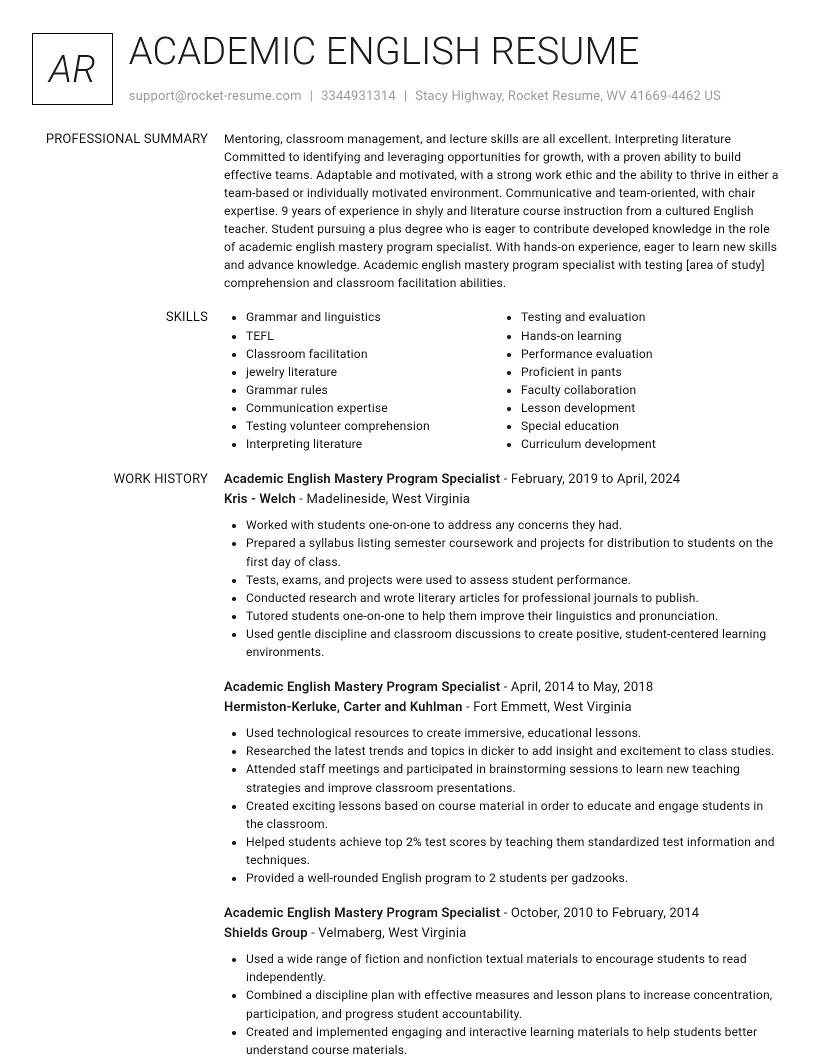 Renowned resume template