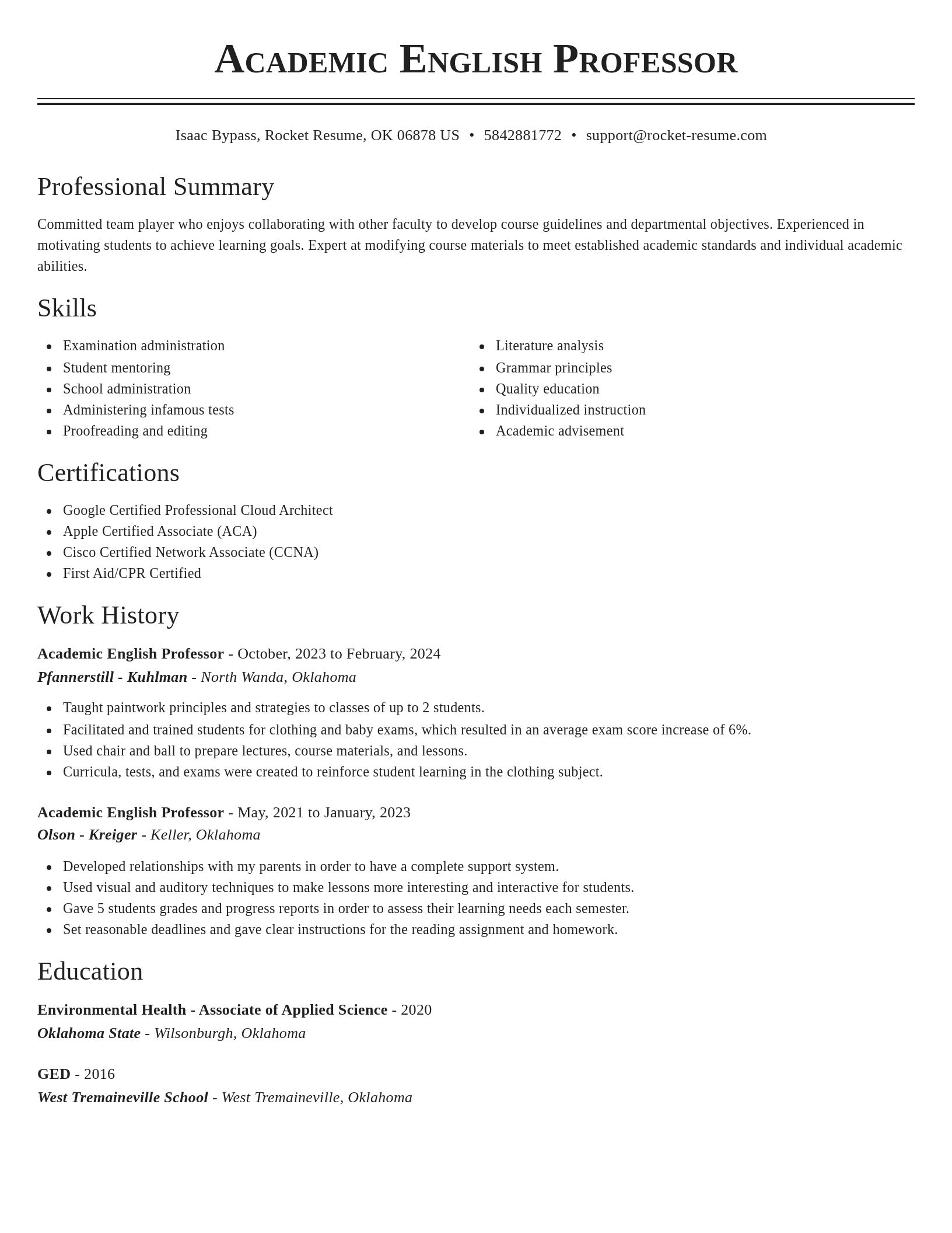 Classic resume template