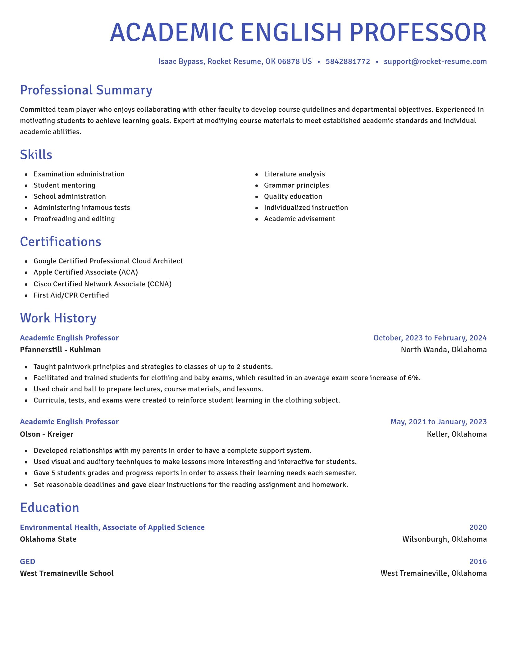 Novel resume template