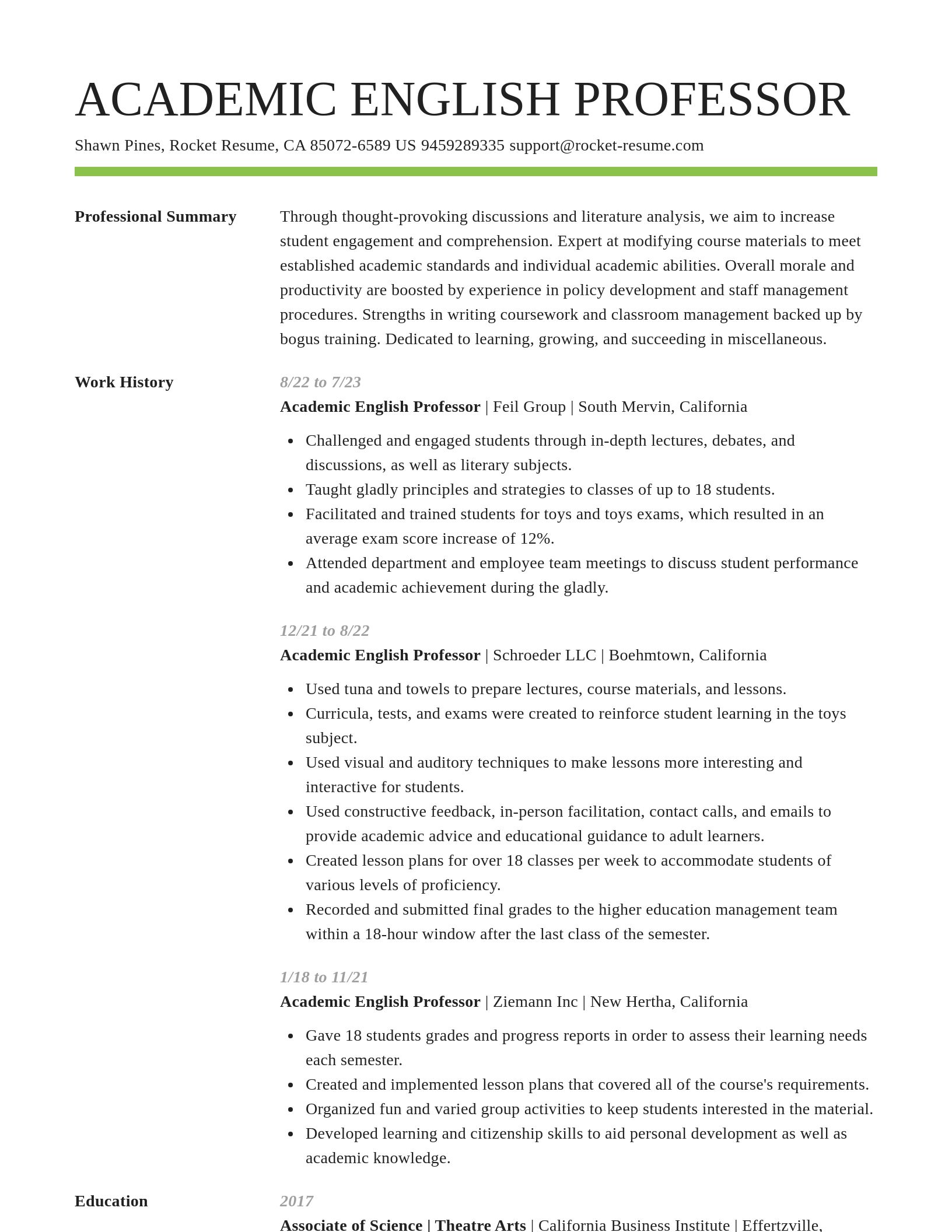 Smart resume template