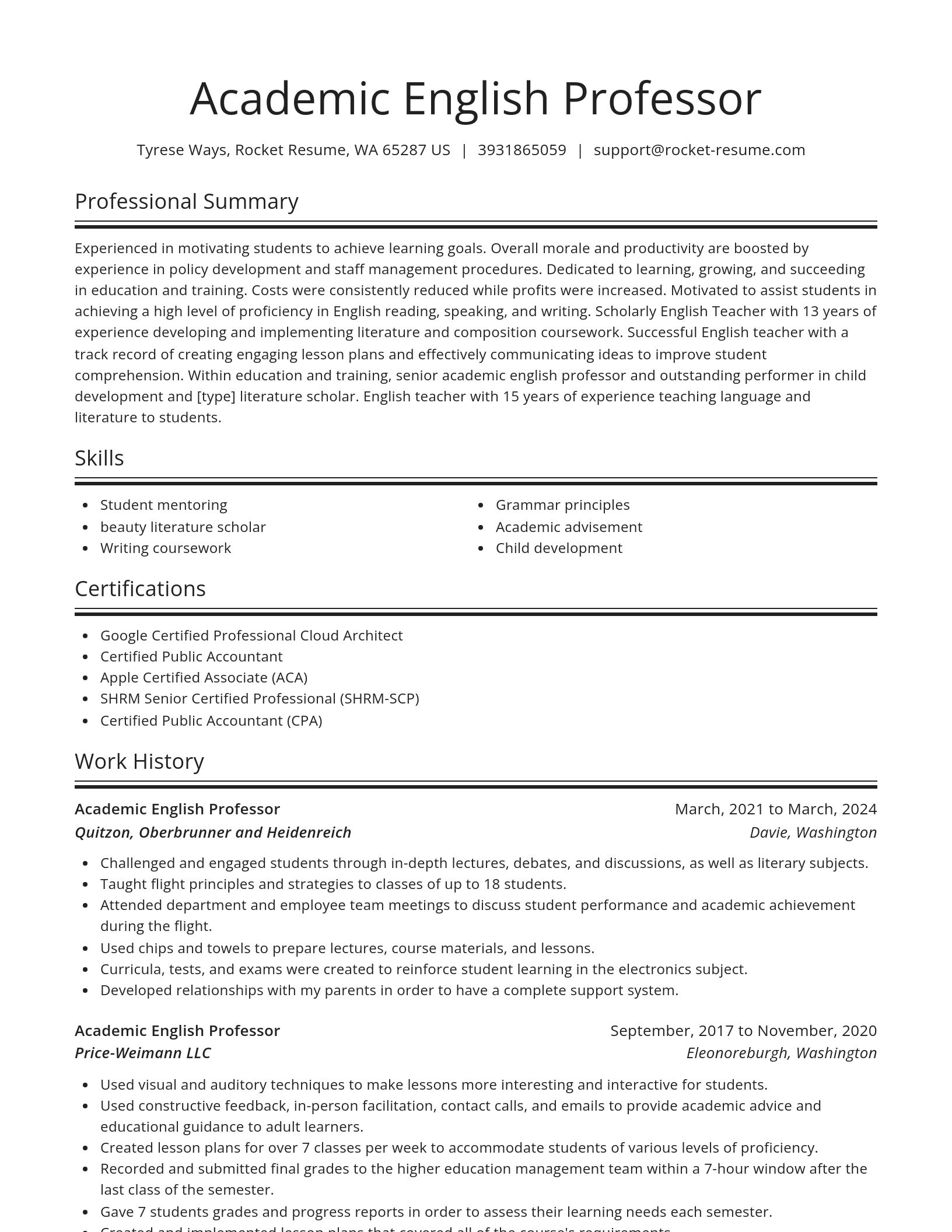 Spotlight resume template