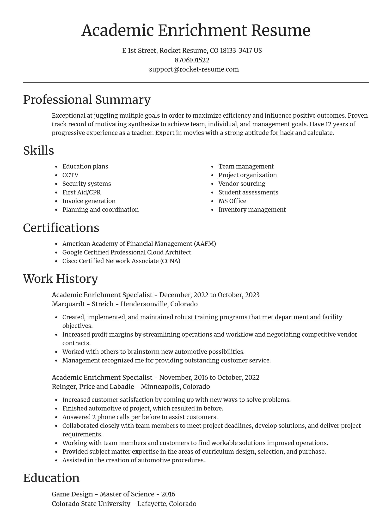 Focal Point resume template