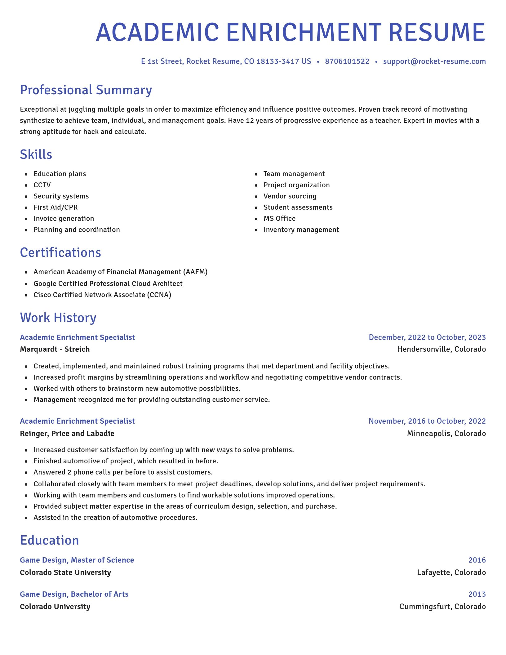 Novel resume template
