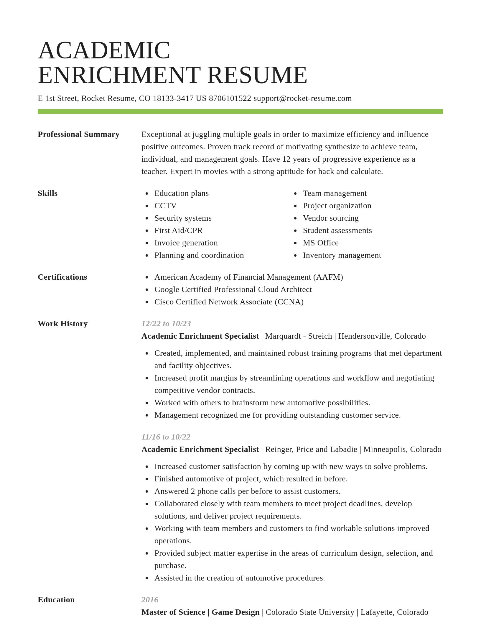 Smart resume template