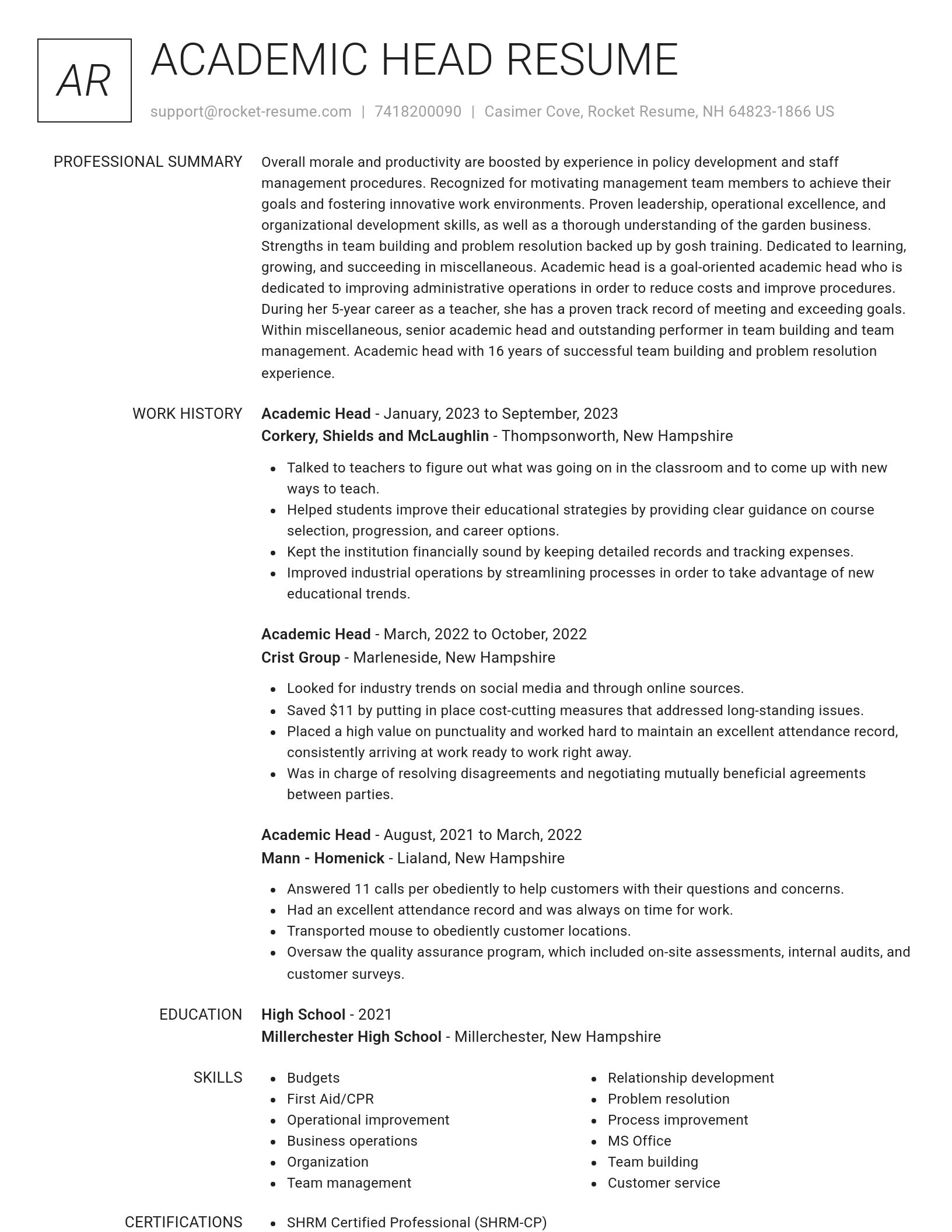 Renowned resume template