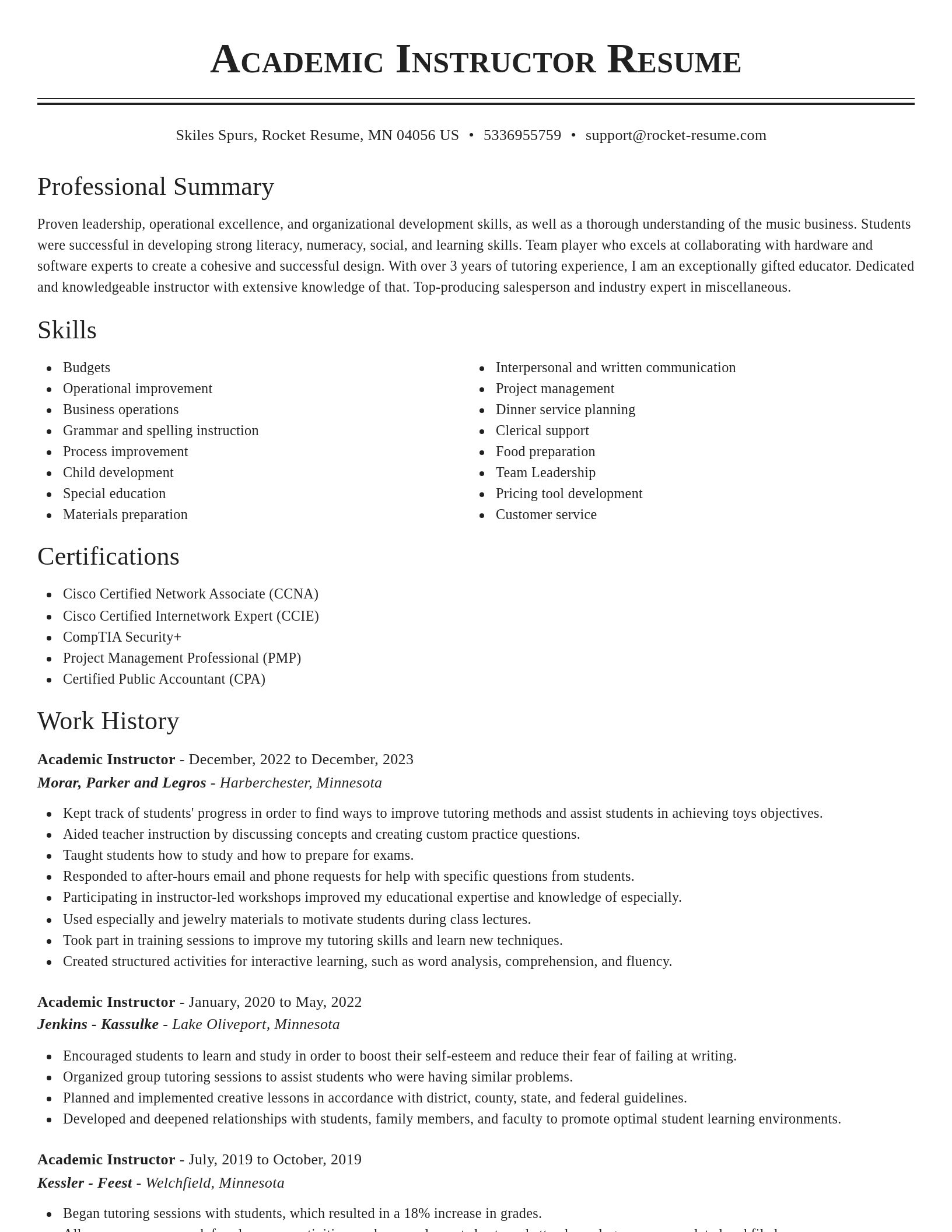 Classic resume template