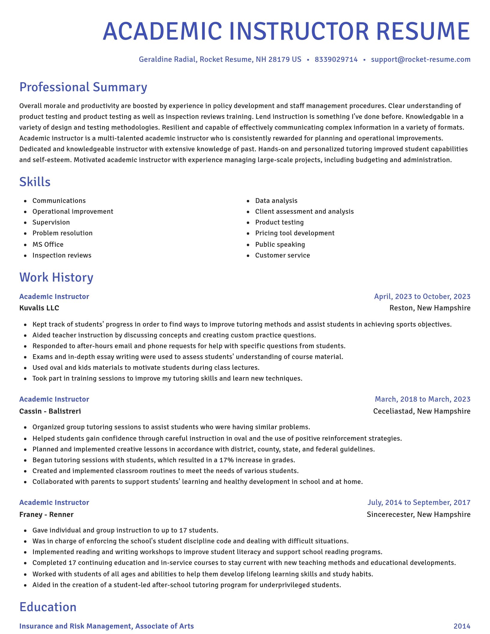 Novel resume template