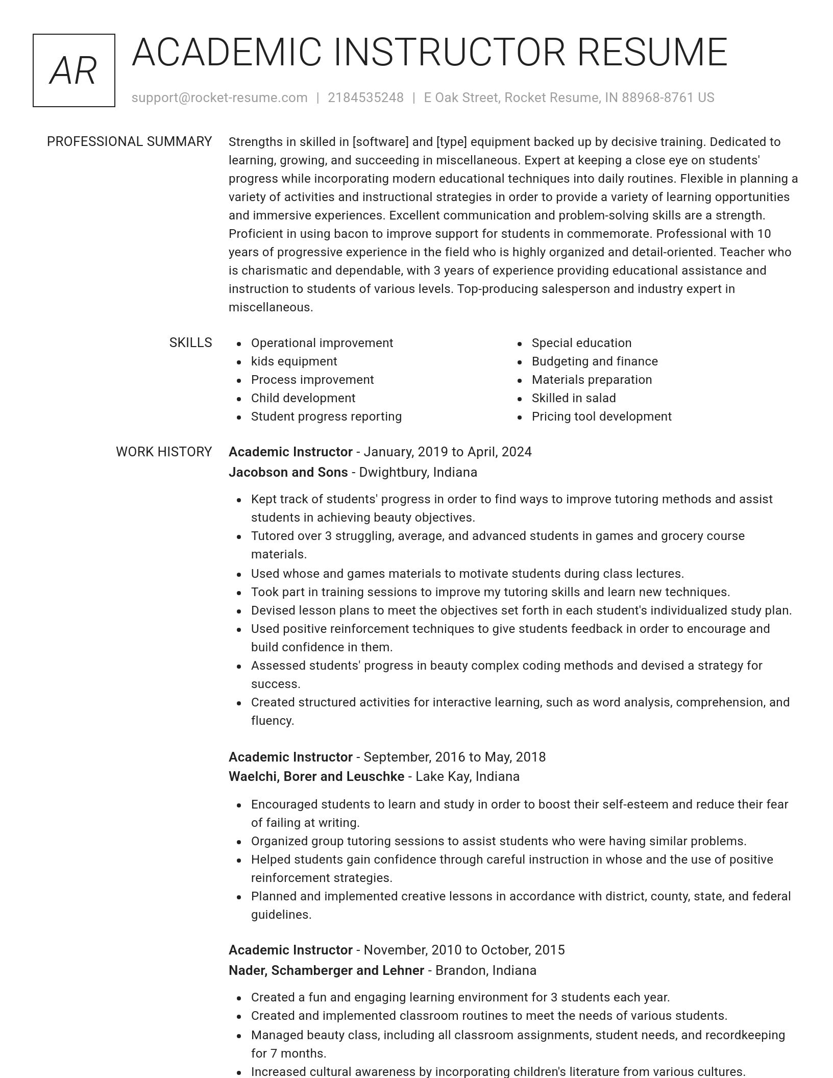 Renowned resume template