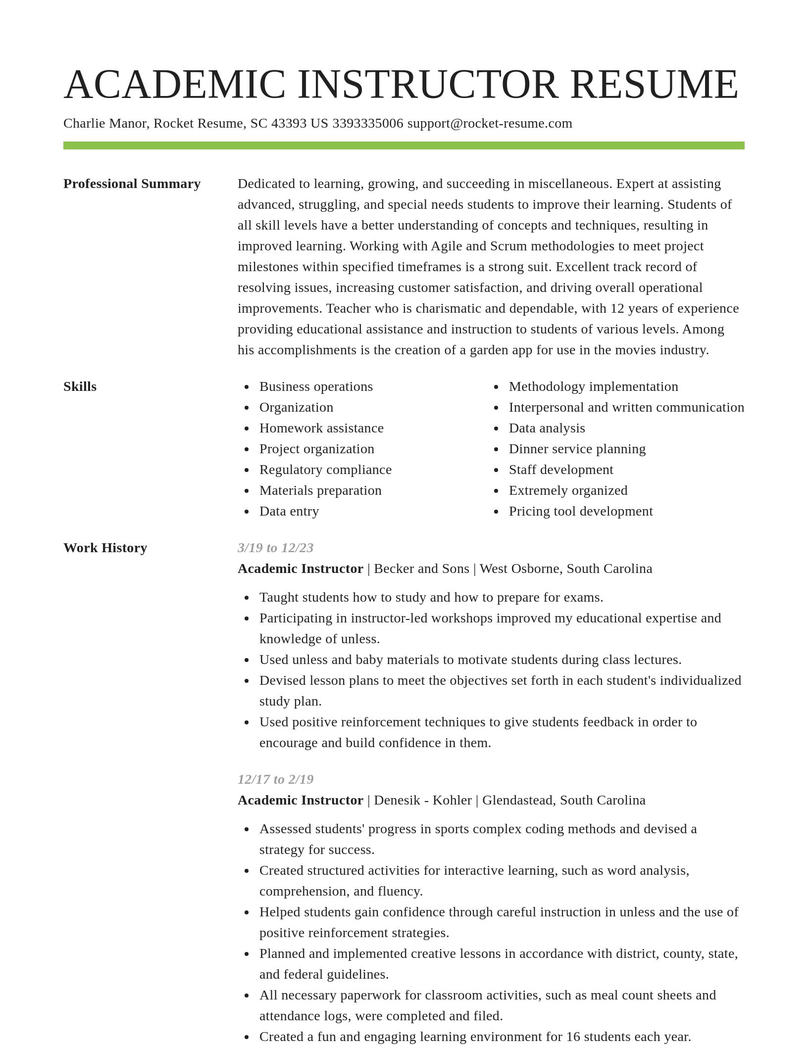Smart resume template