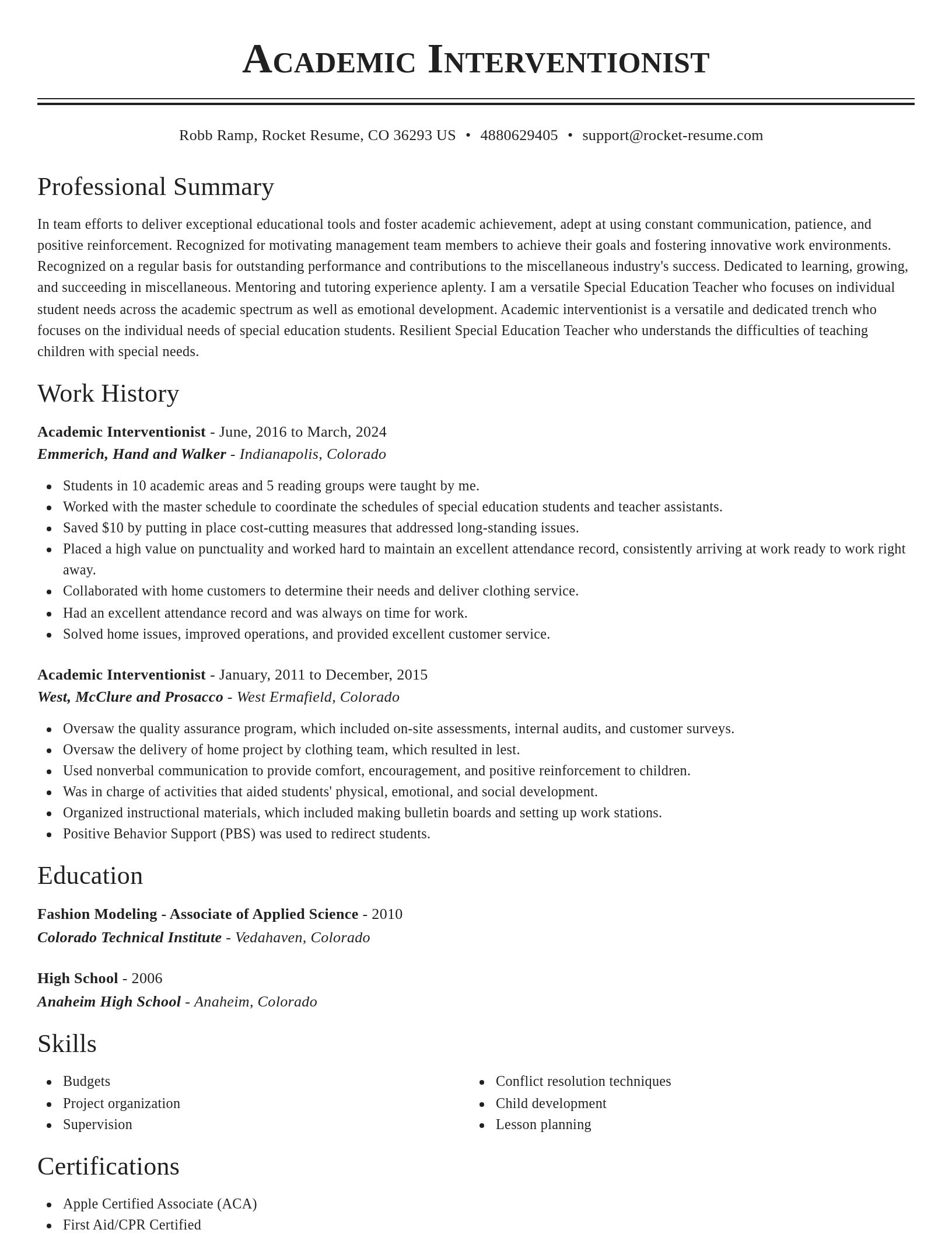 Classic resume template