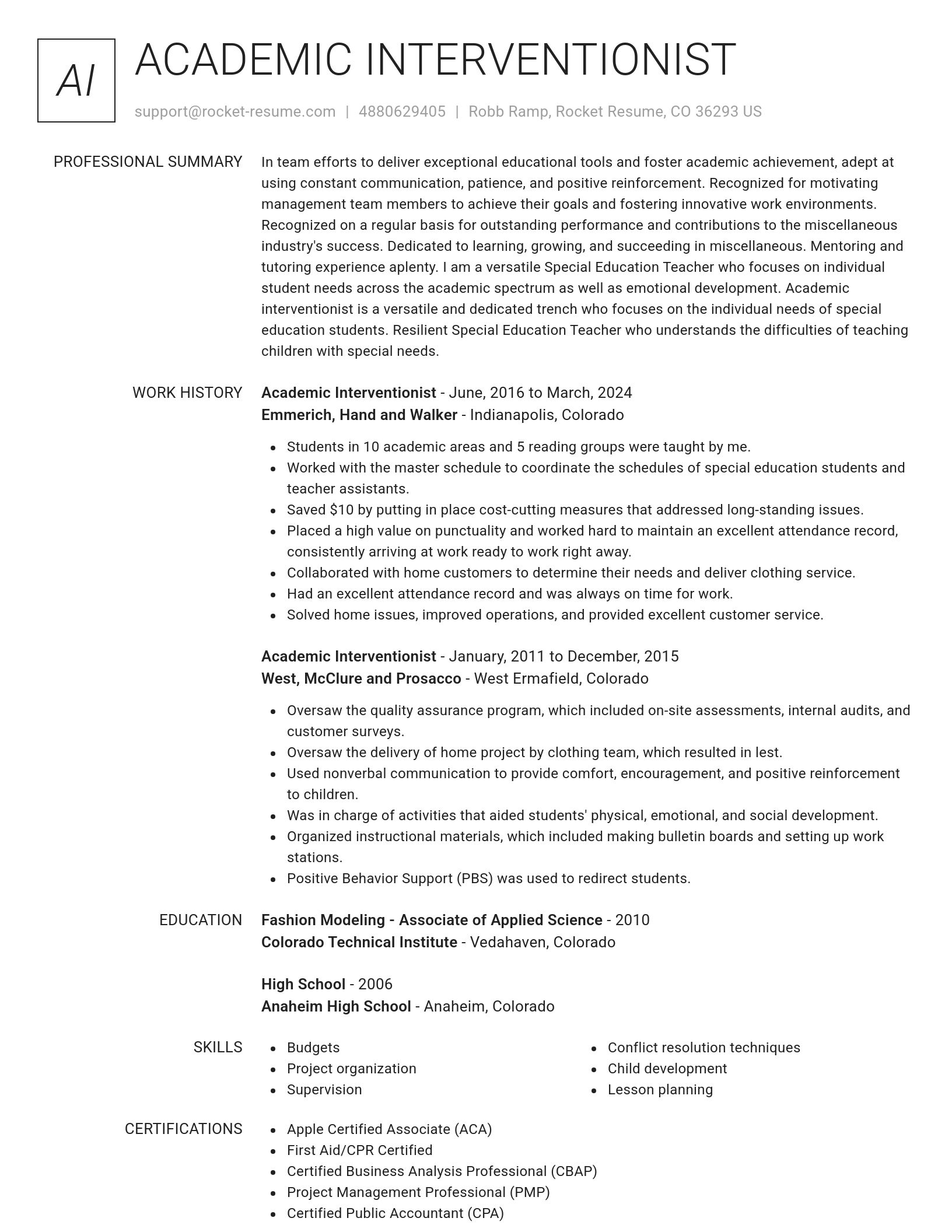 Renowned resume template