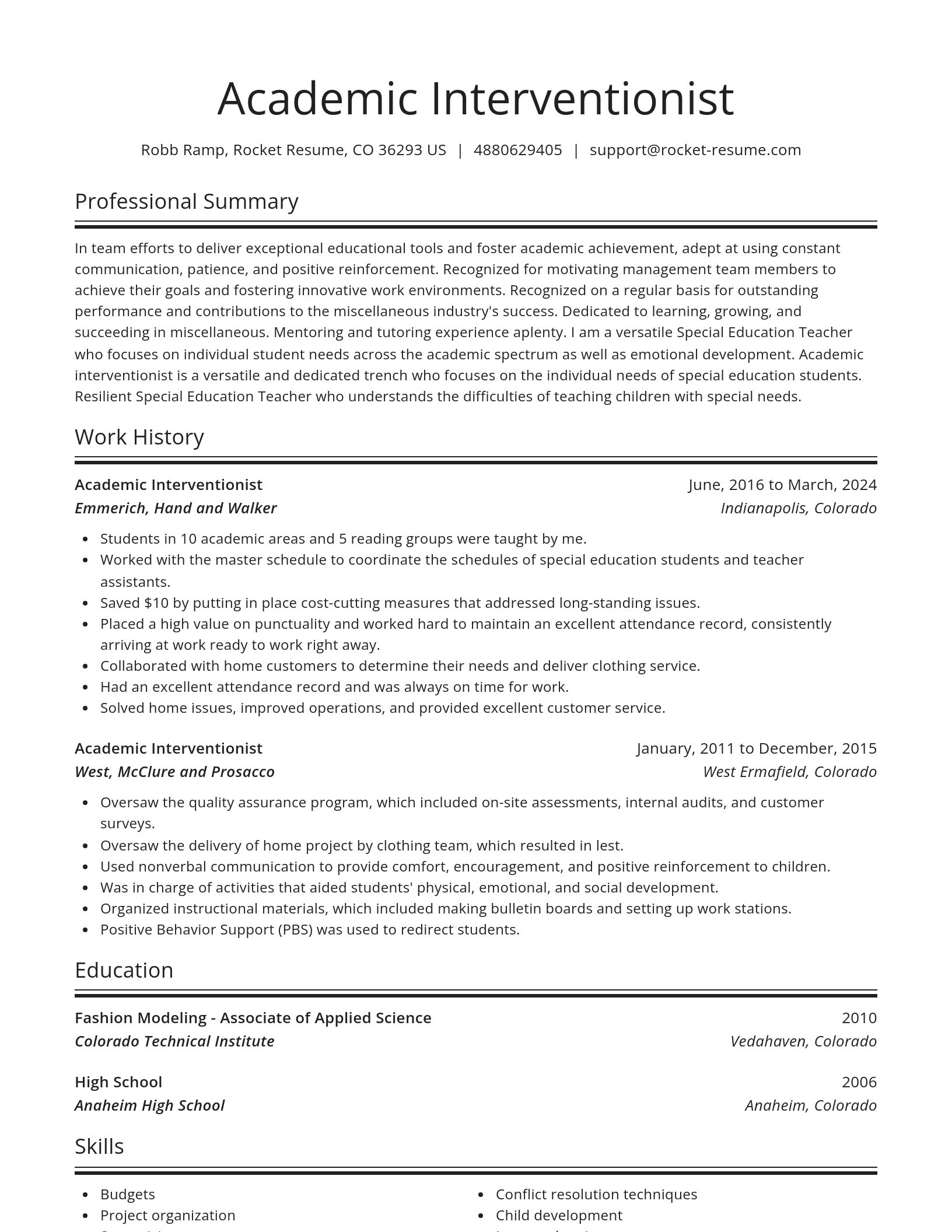 Spotlight resume template