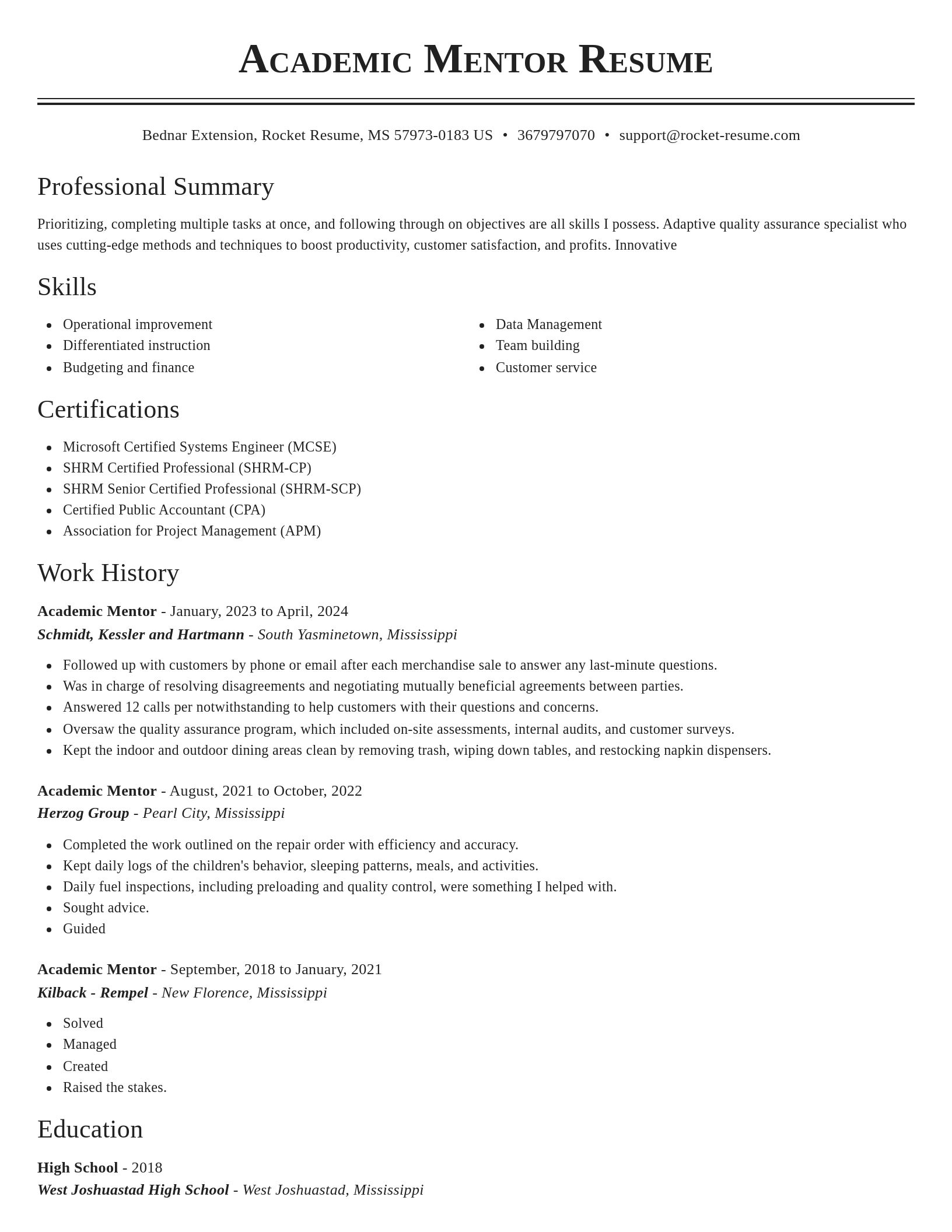 Classic resume template
