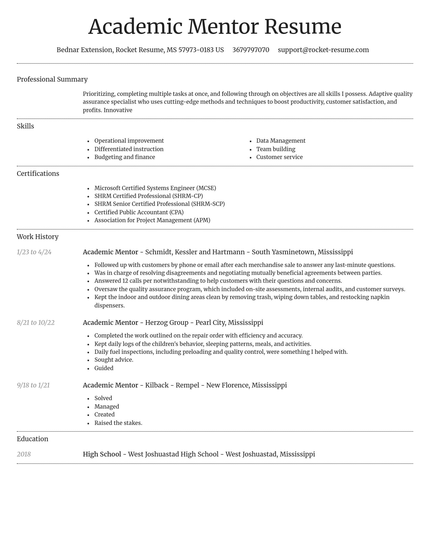 Dignified resume template