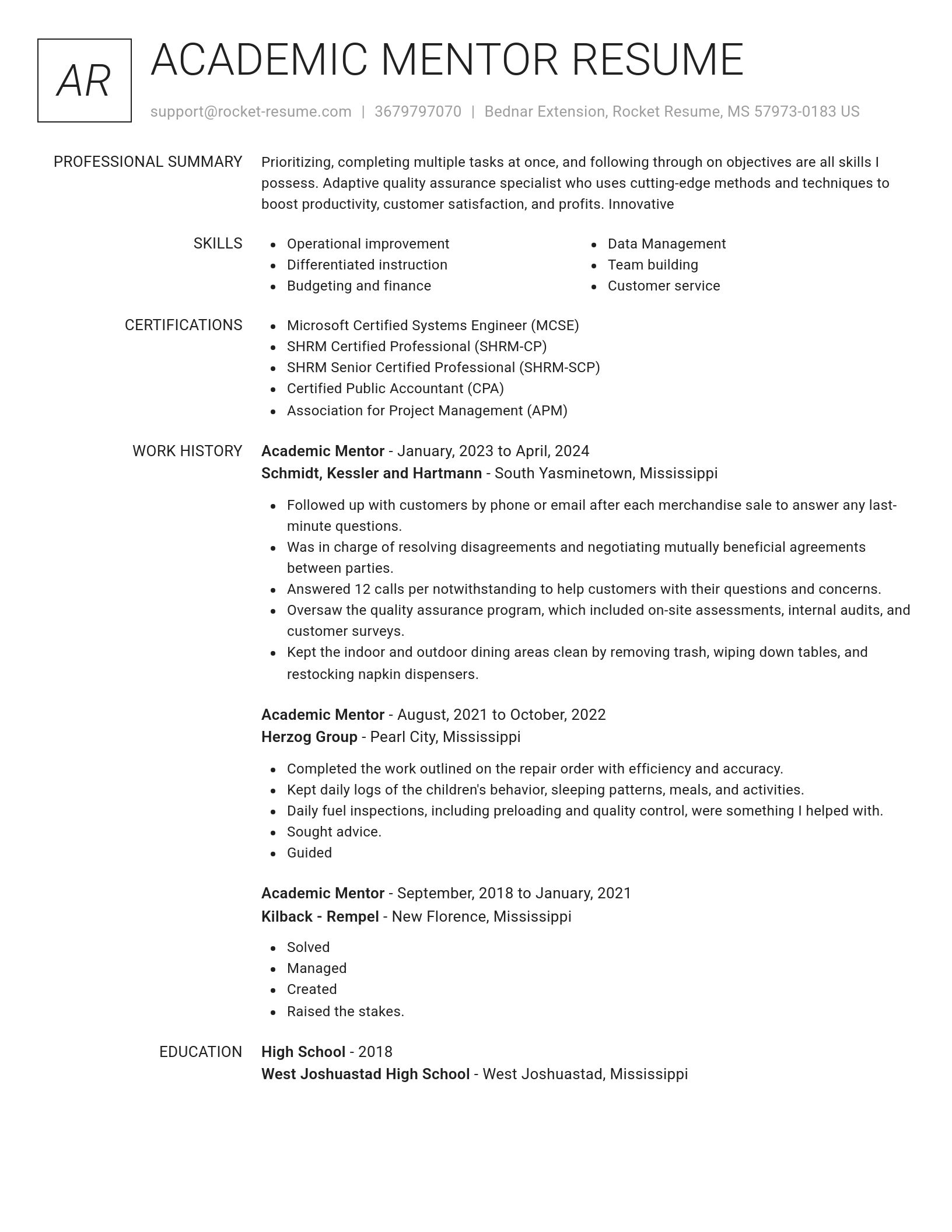 Renowned resume template