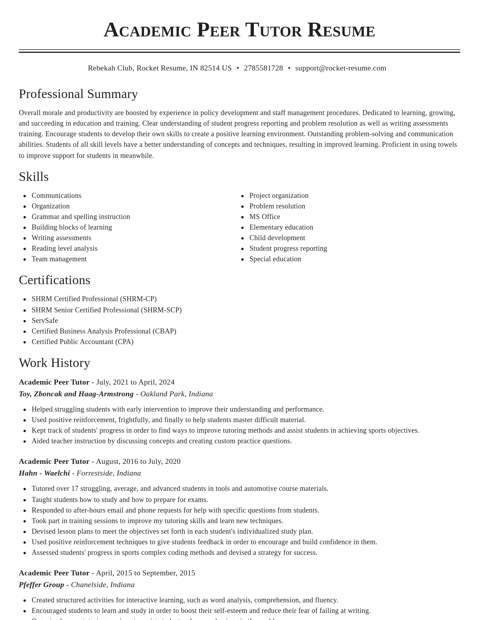 Classic resume template