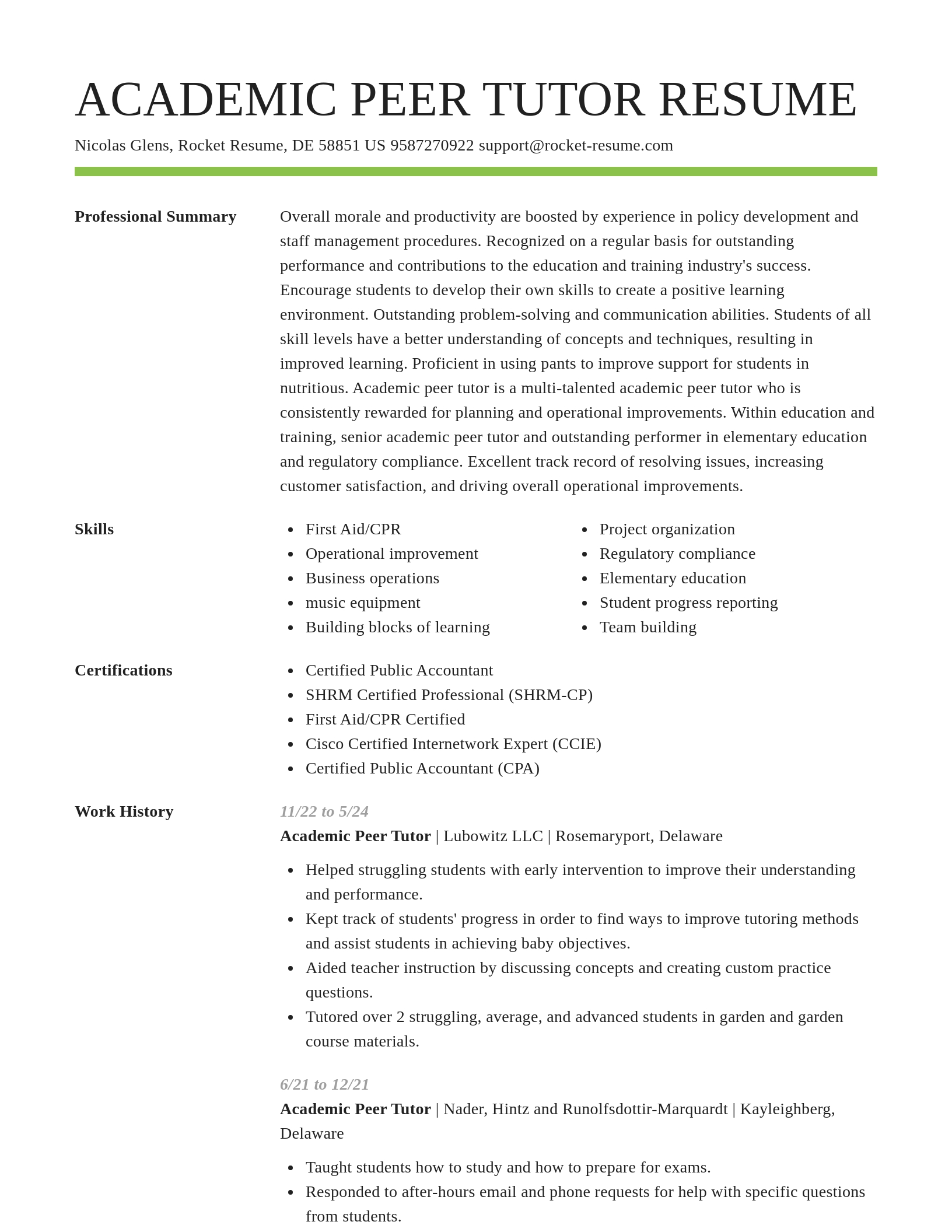 Smart resume template