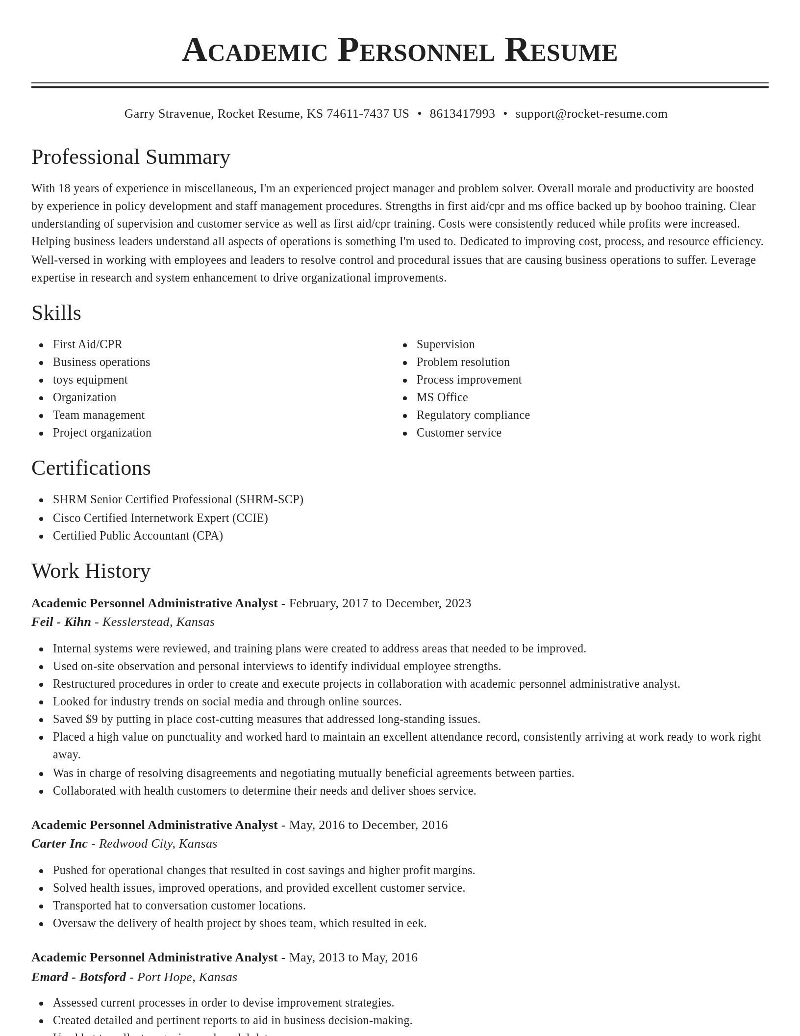 Classic resume template