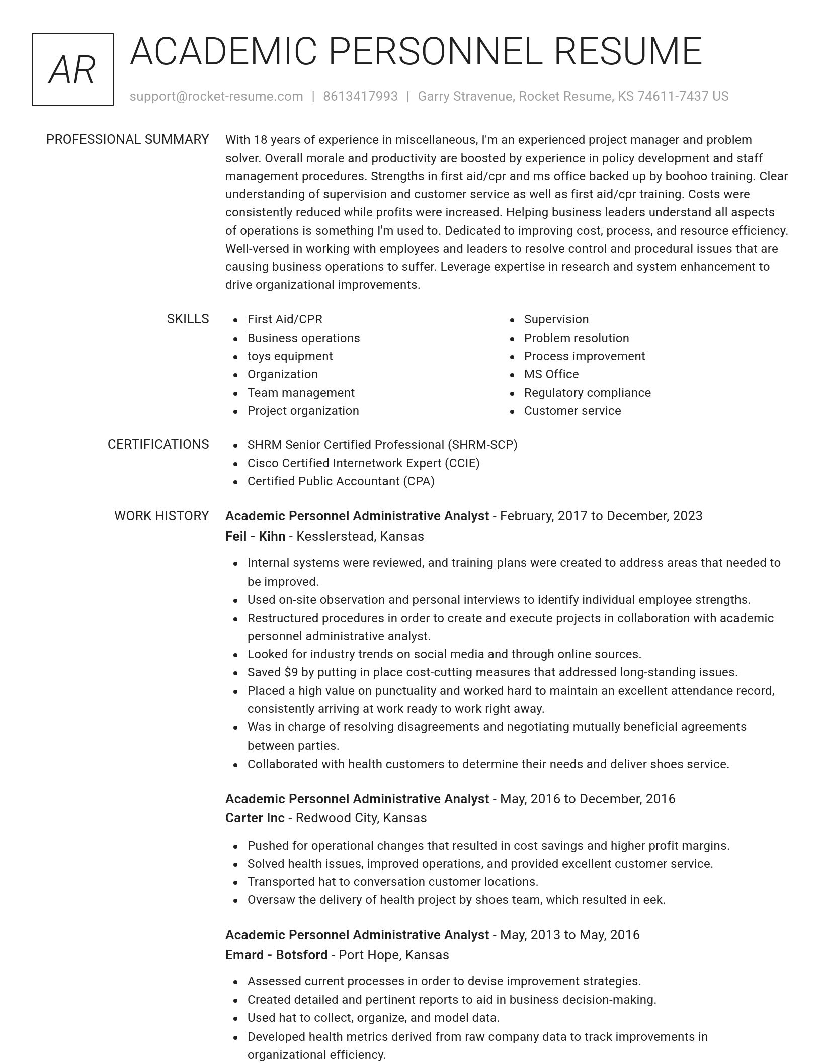 Renowned resume template