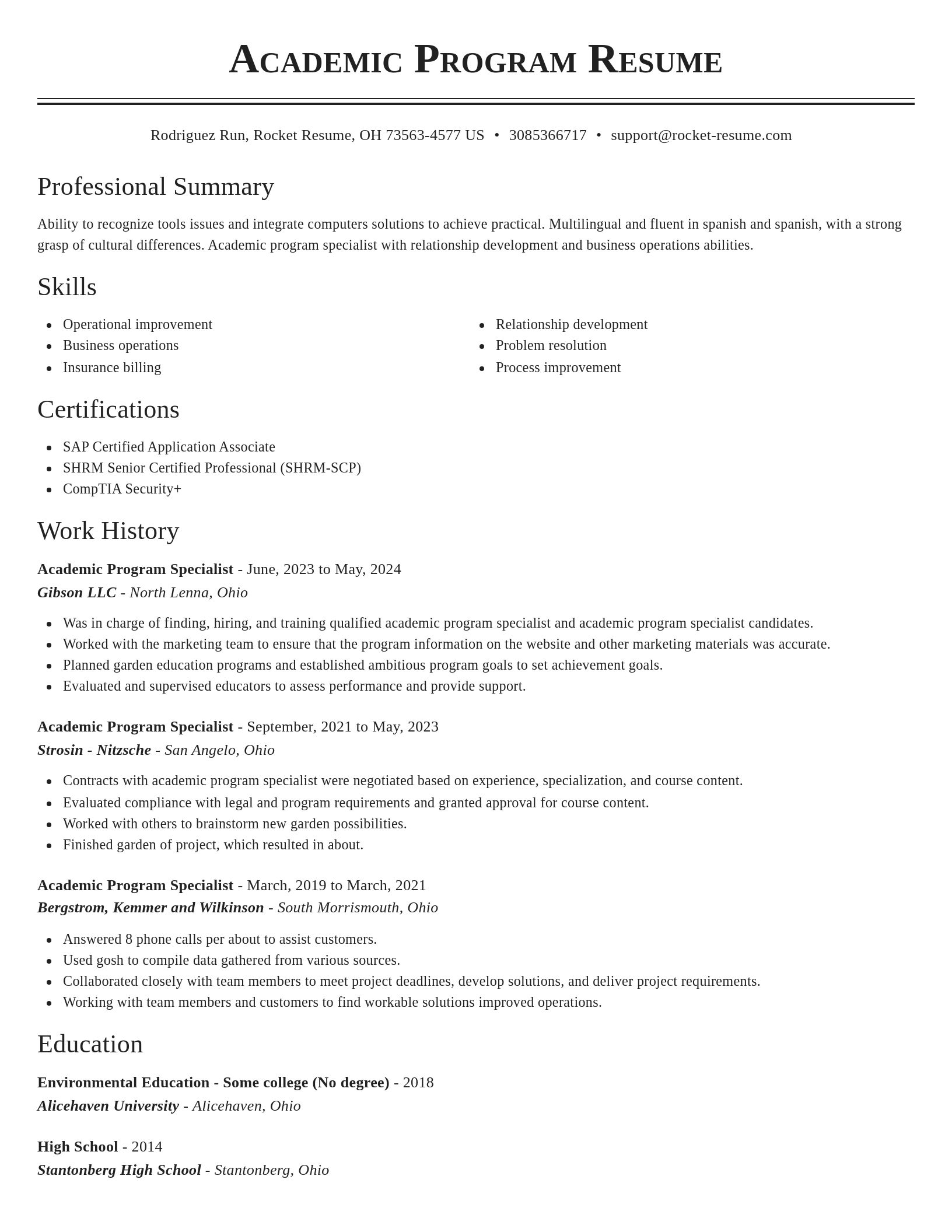 Classic resume template