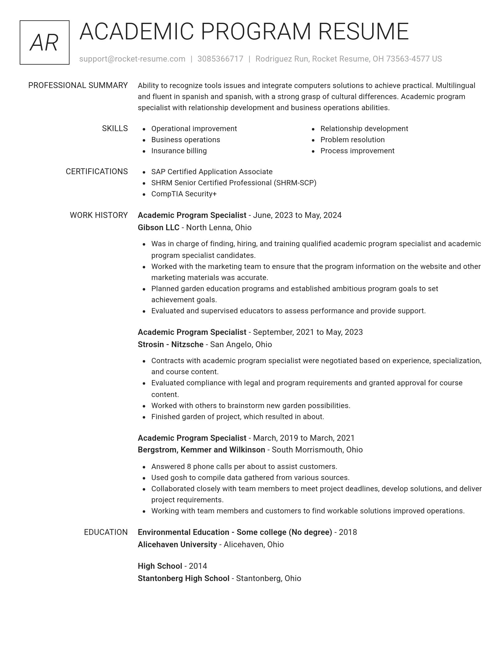 Renowned resume template