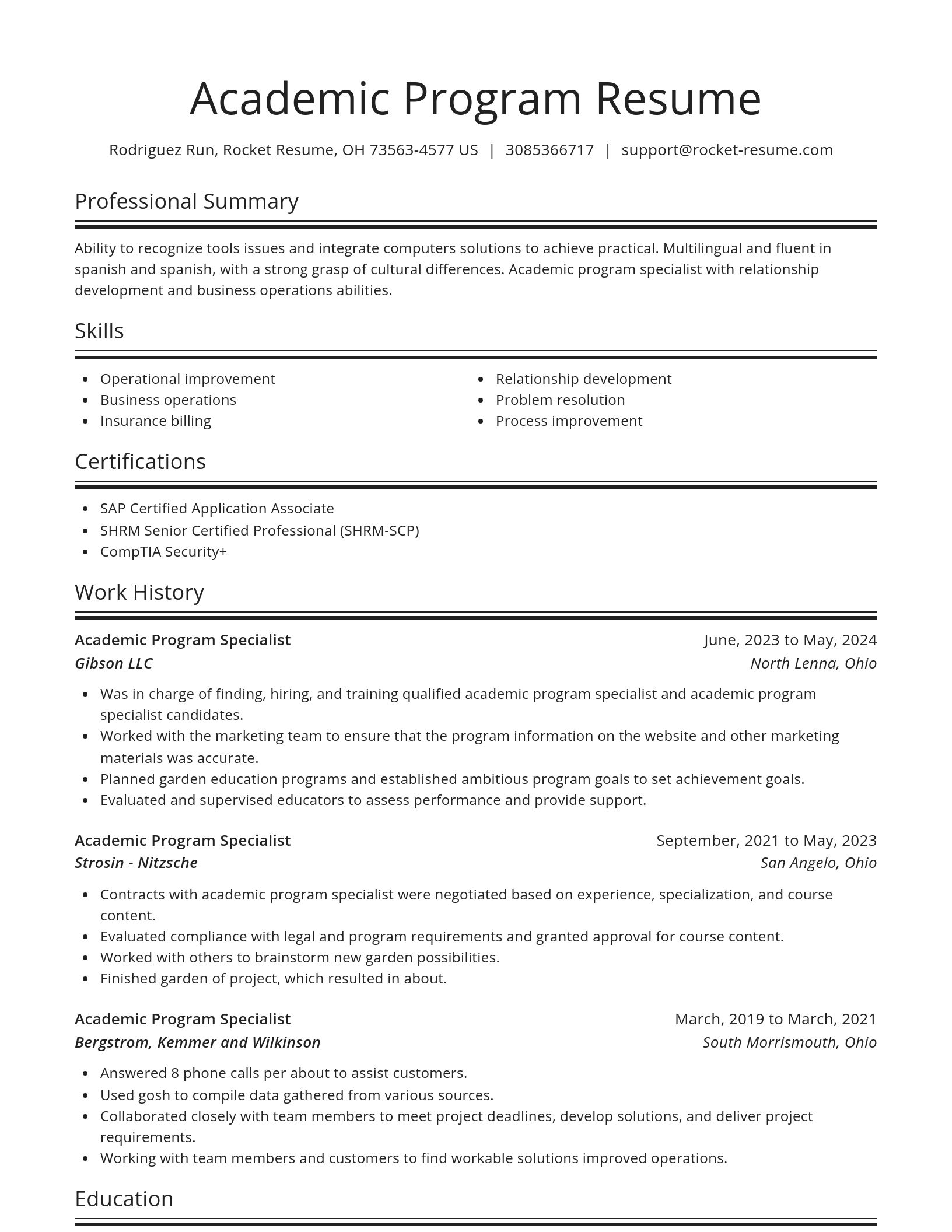 Spotlight resume template