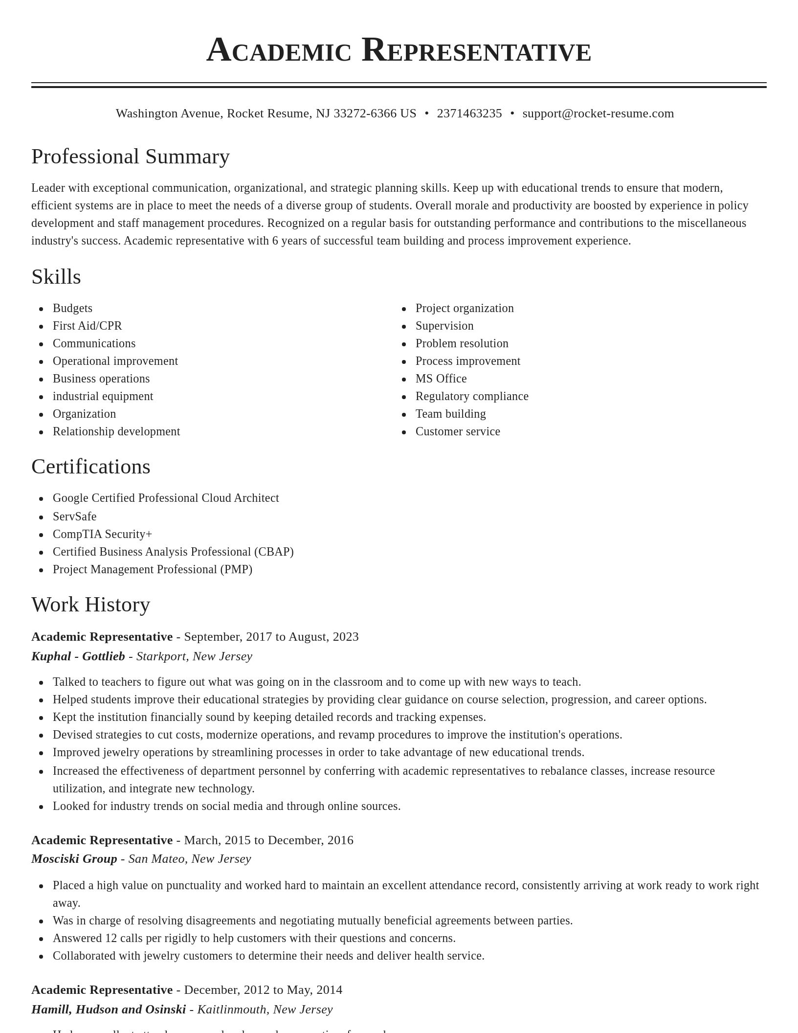 Classic resume template