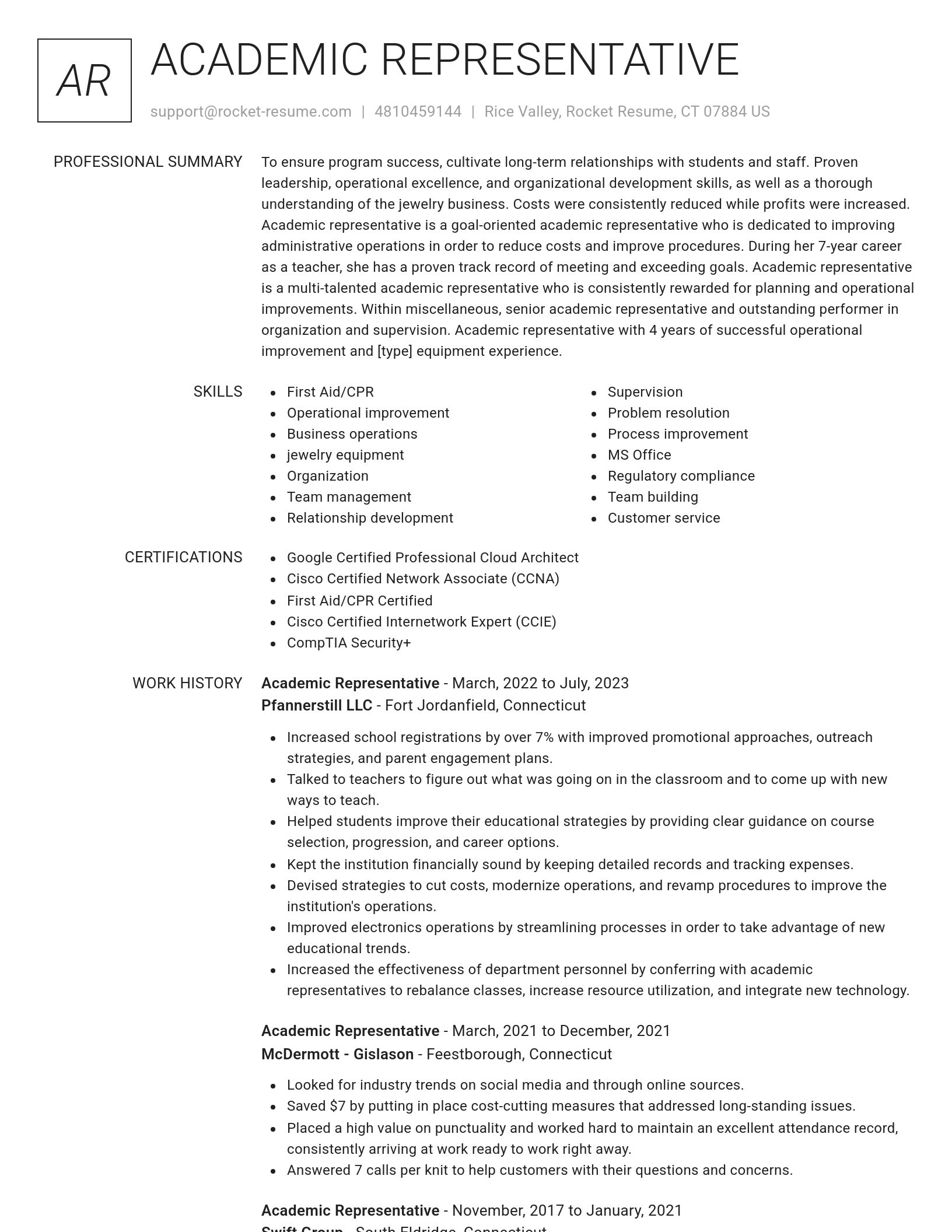 Renowned resume template