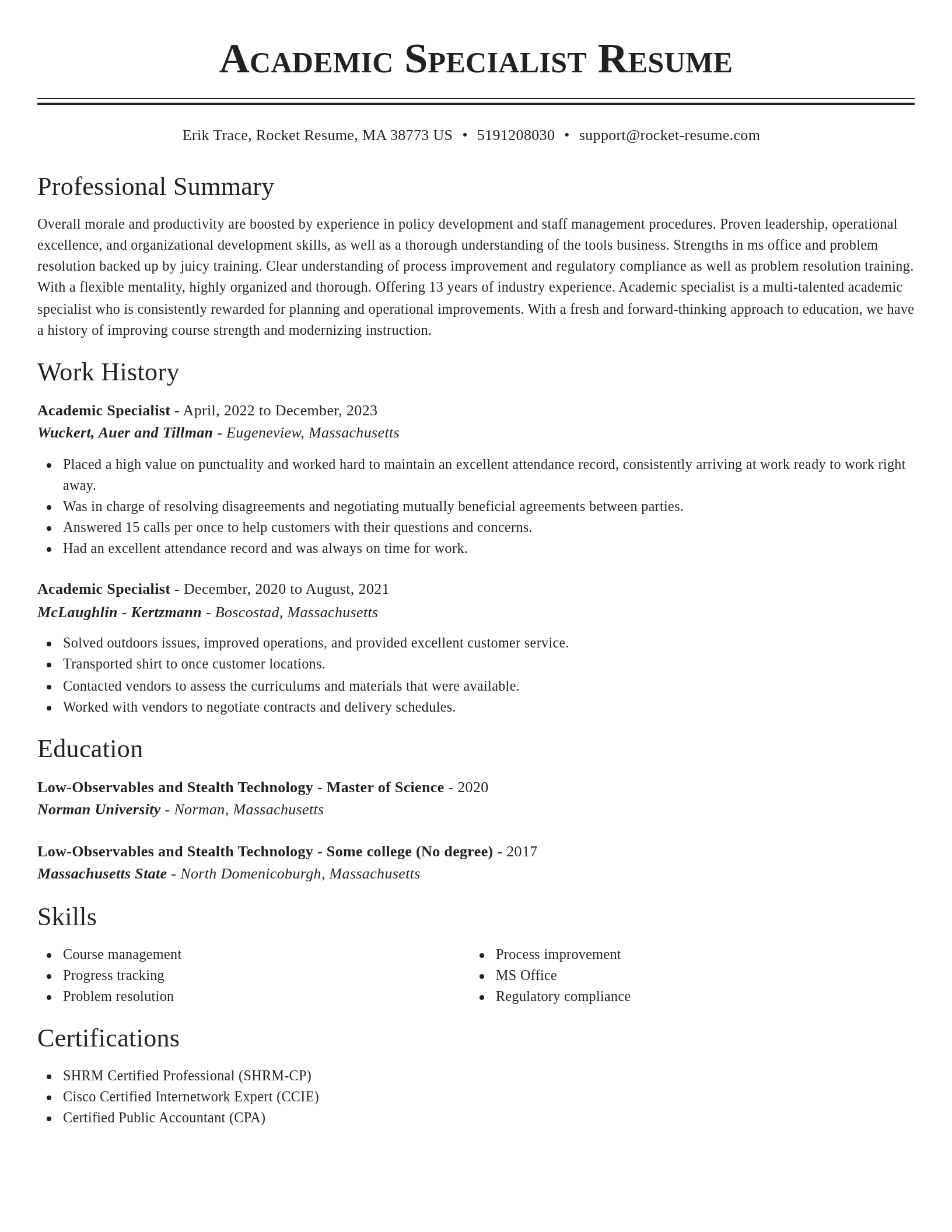 Classic resume template