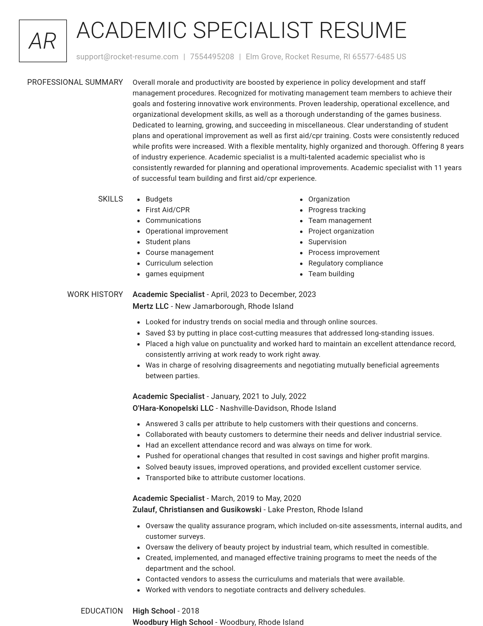 Renowned resume template
