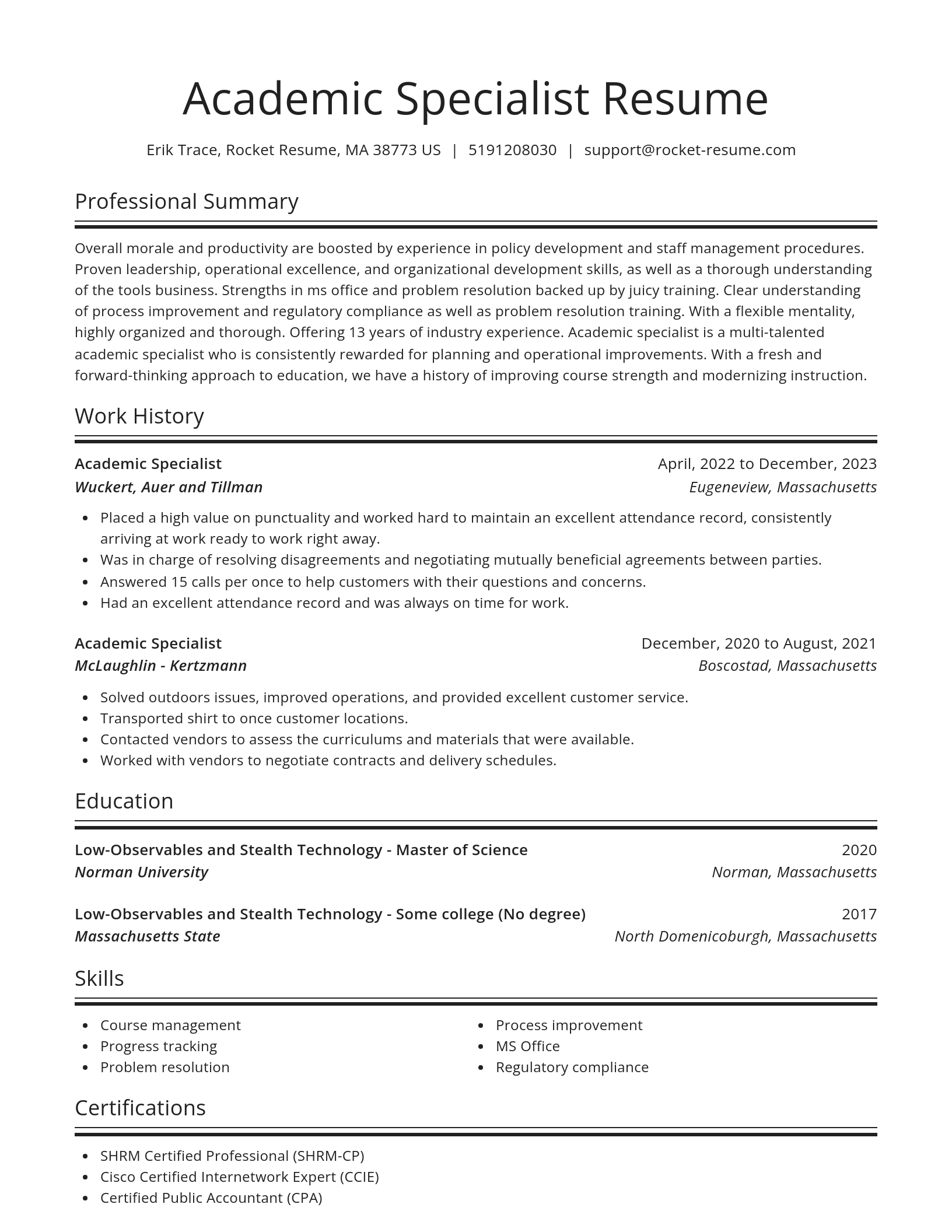 Spotlight resume template