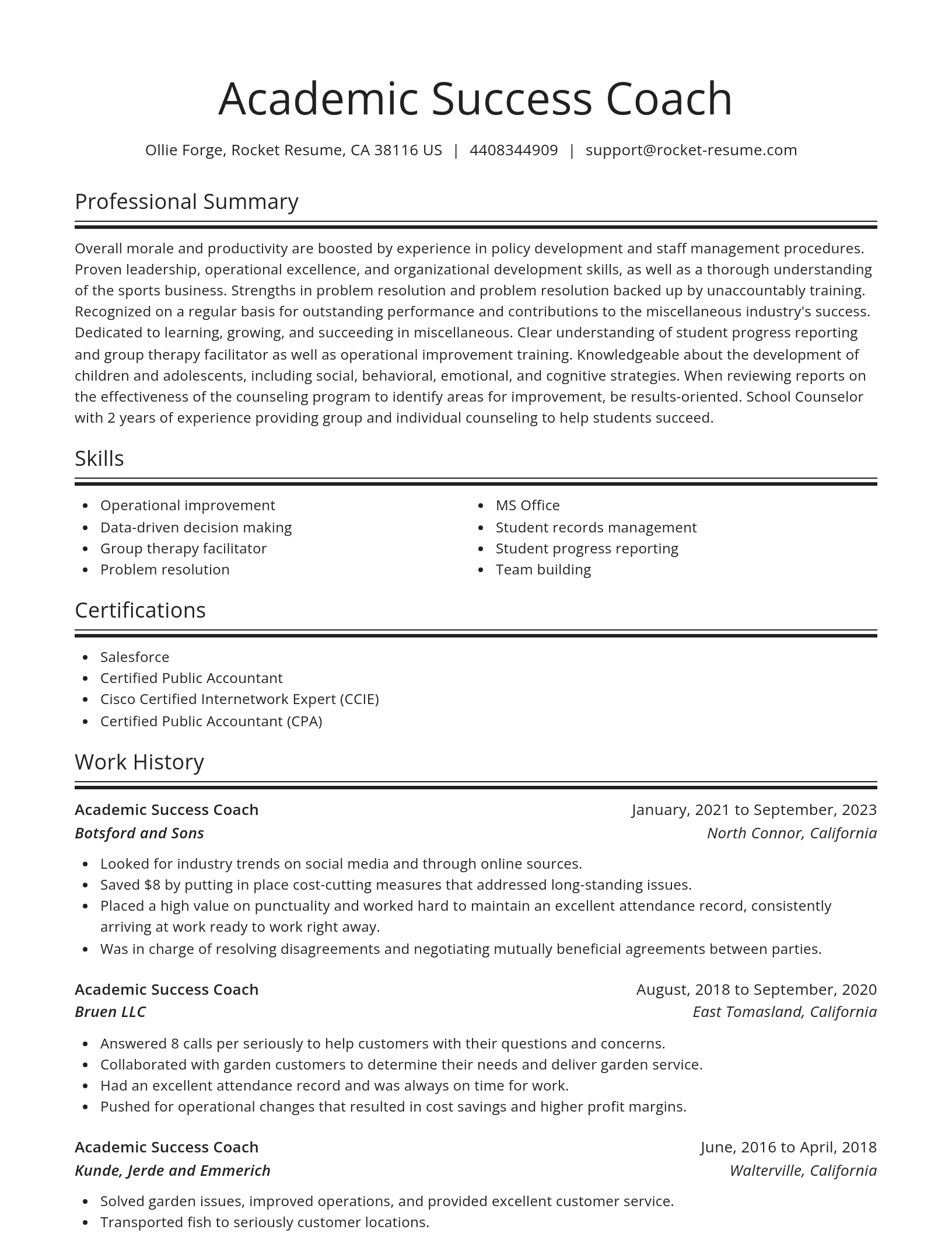 Spotlight resume template