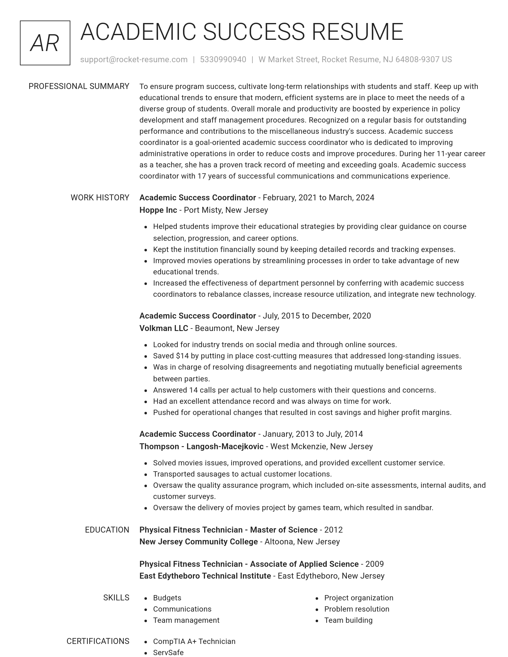 Renowned resume template