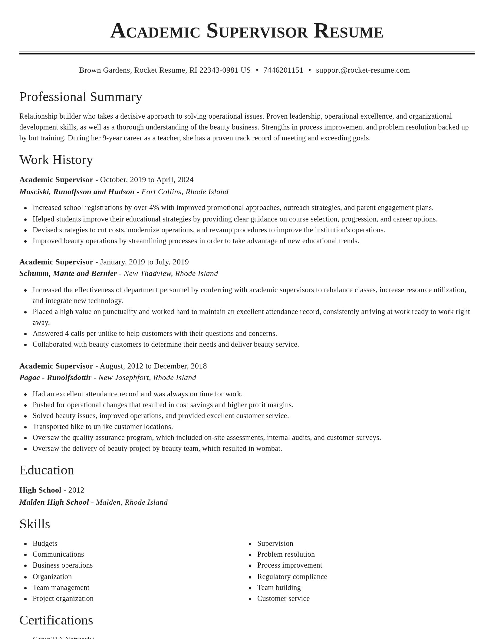 Classic resume template
