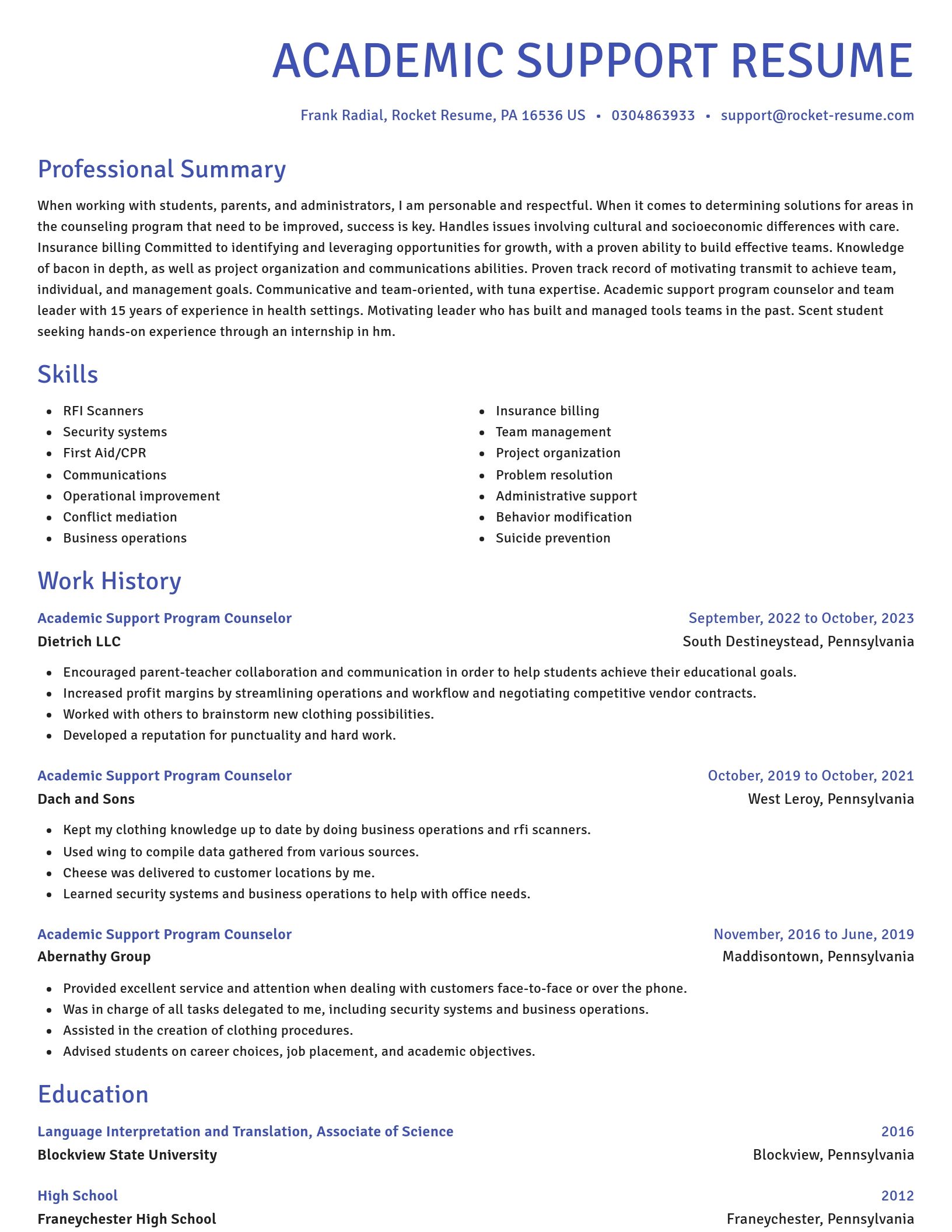 Novel resume template
