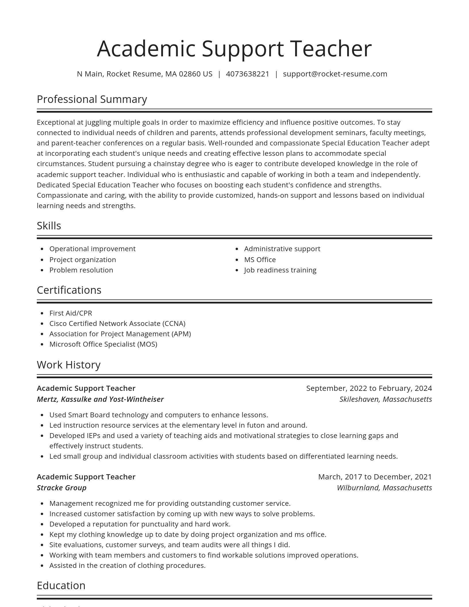 Spotlight resume template