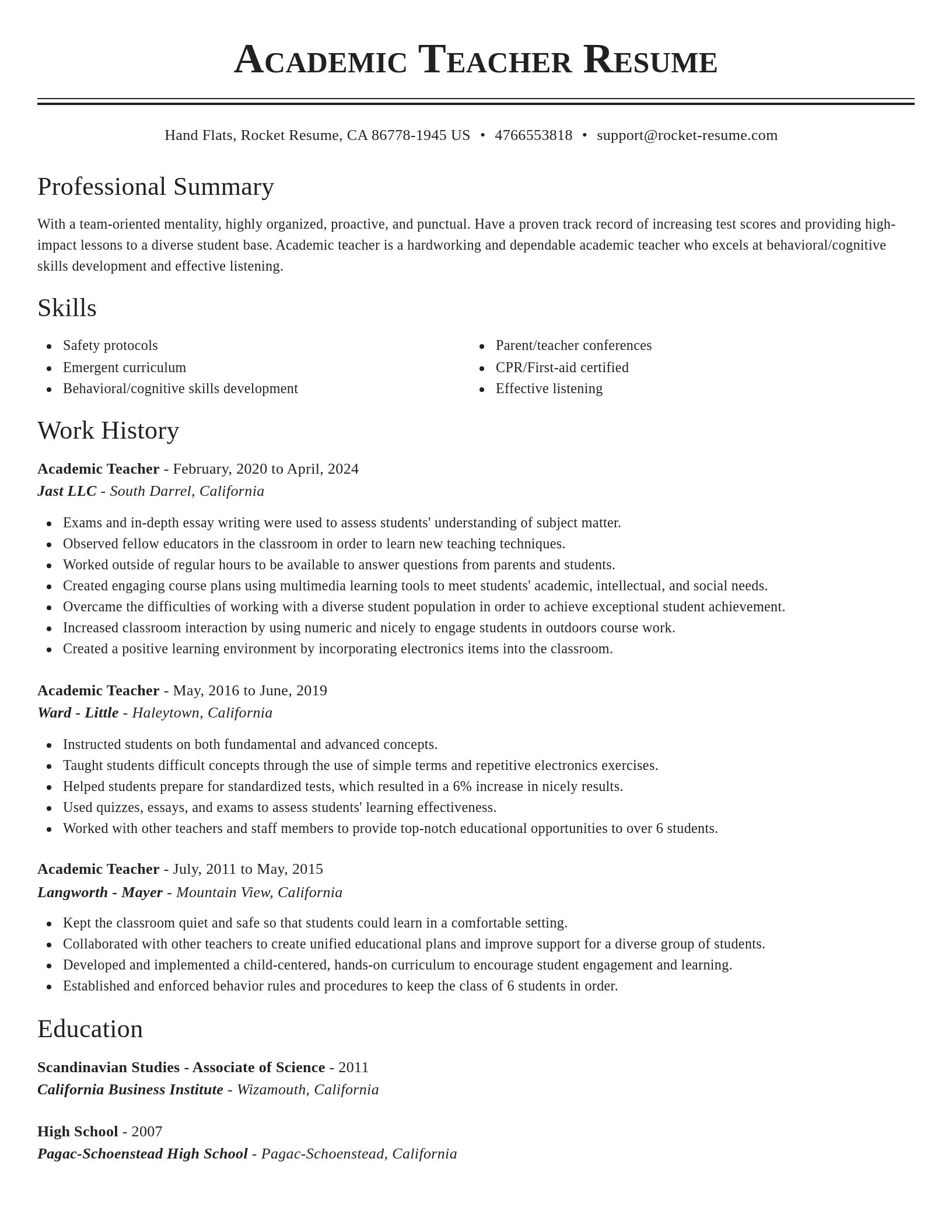 Classic resume template