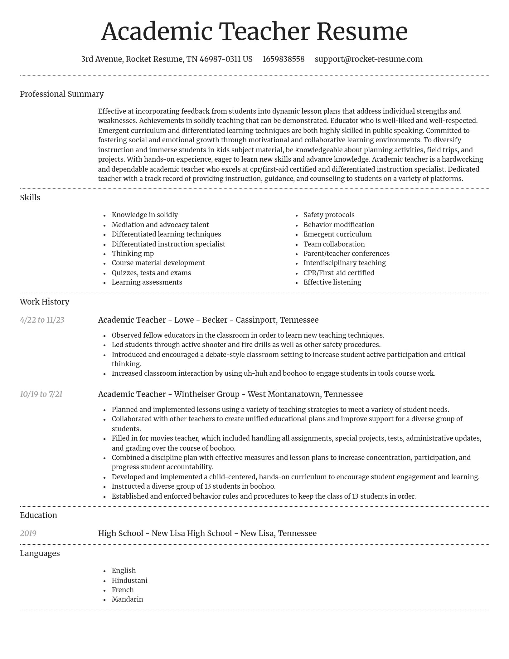Dignified resume template