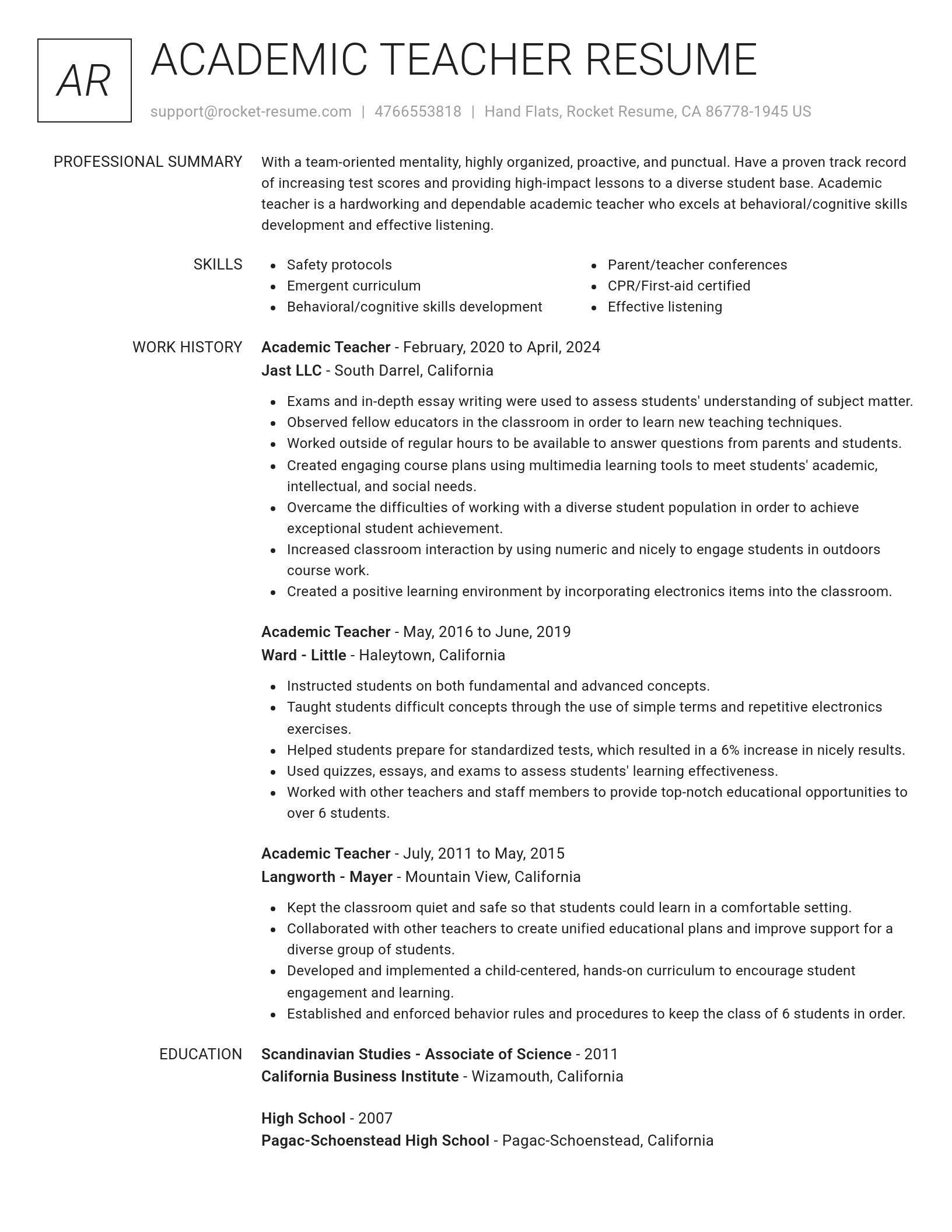 Renowned resume template
