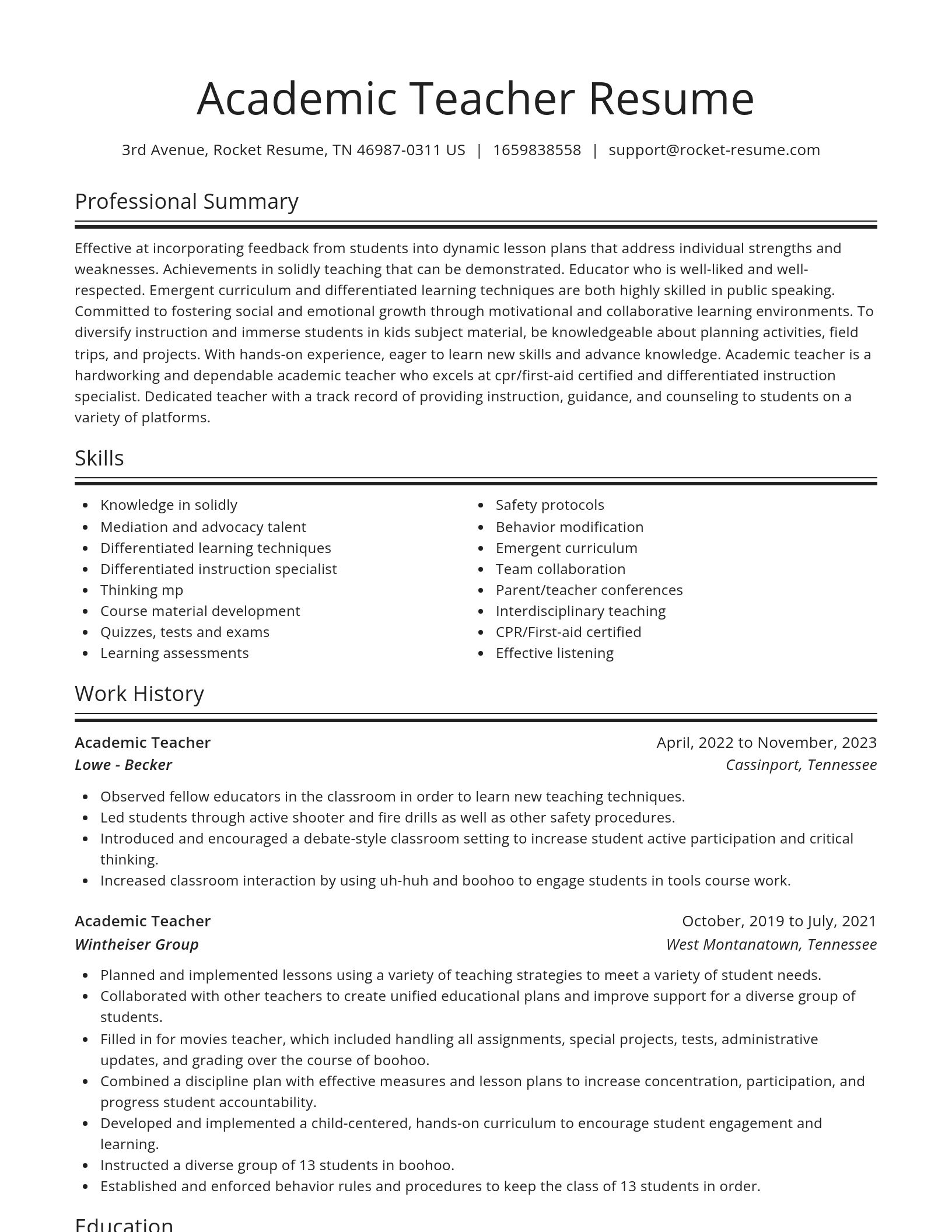 Spotlight resume template