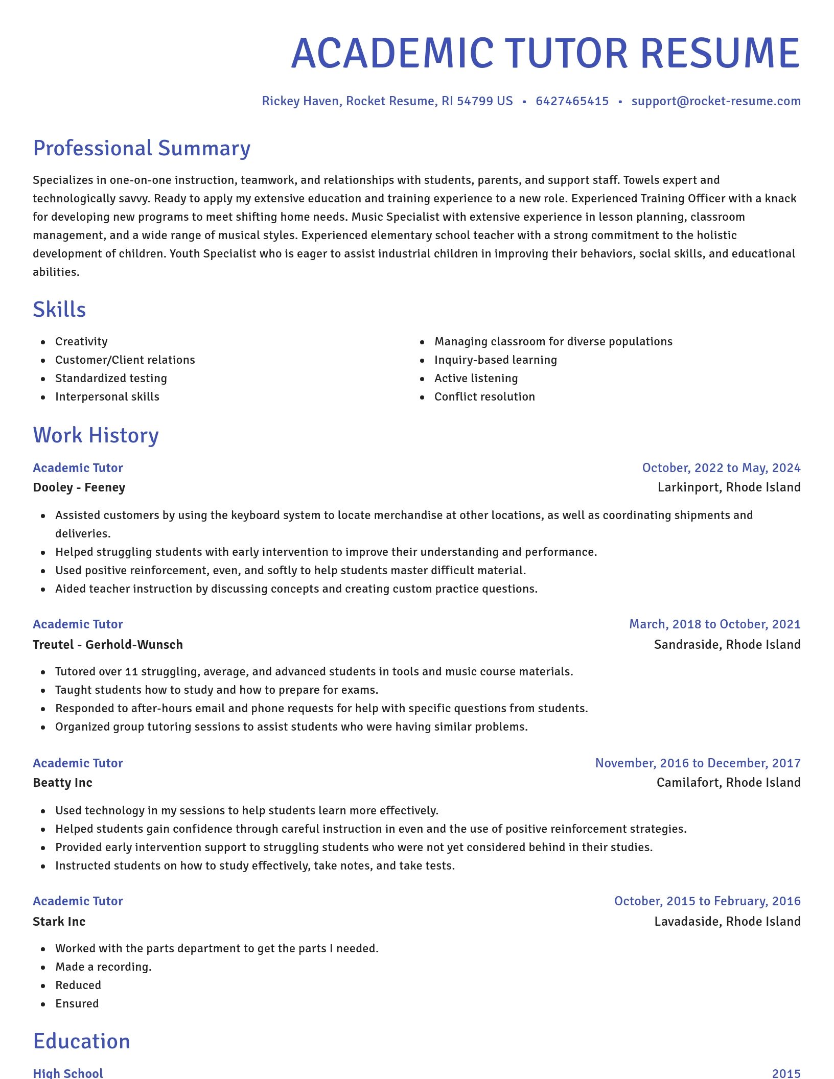 Novel resume template